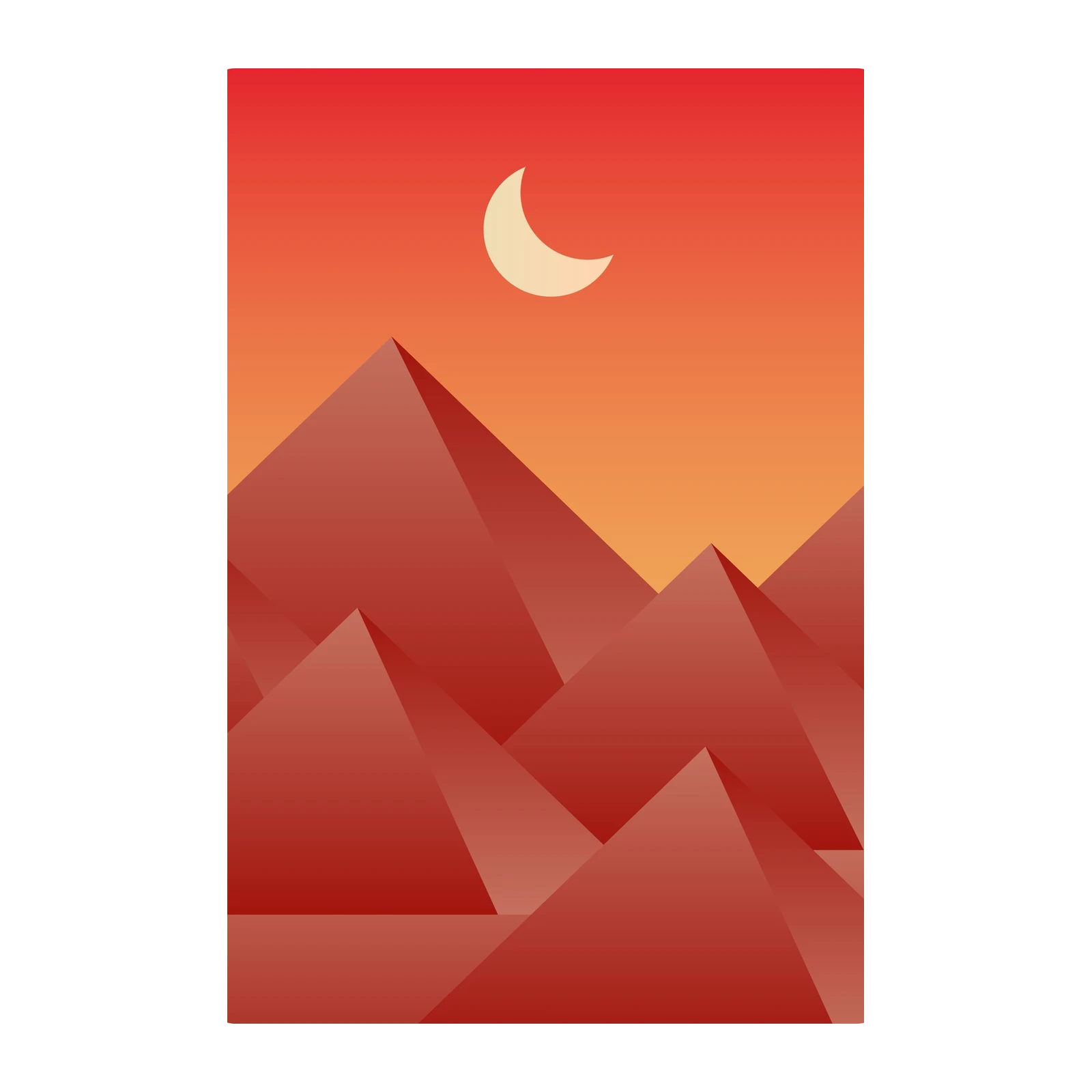 Crimson Desert Moon Geometric Wall Art