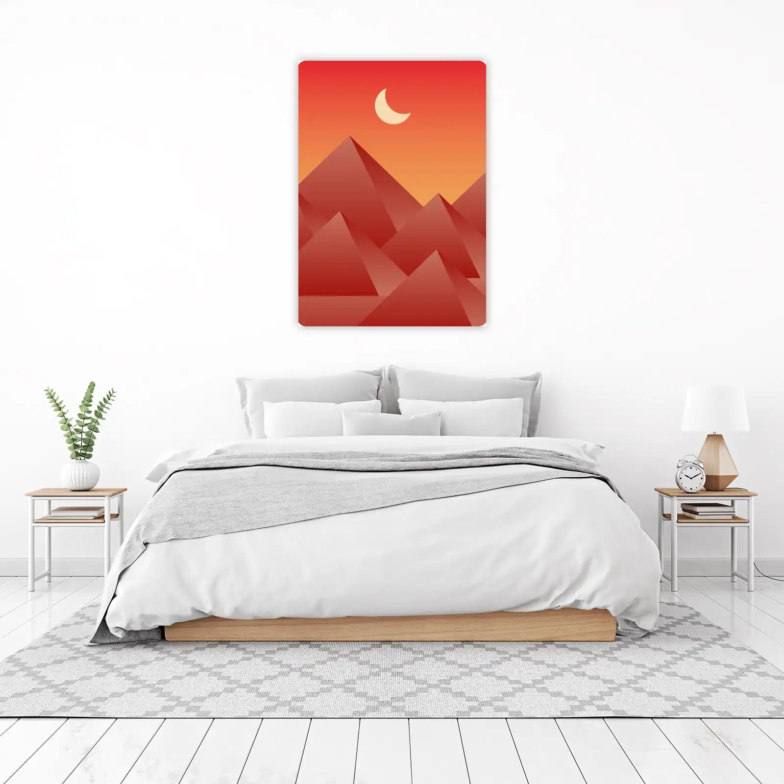 Crimson Desert Moon Geometric Wall Art