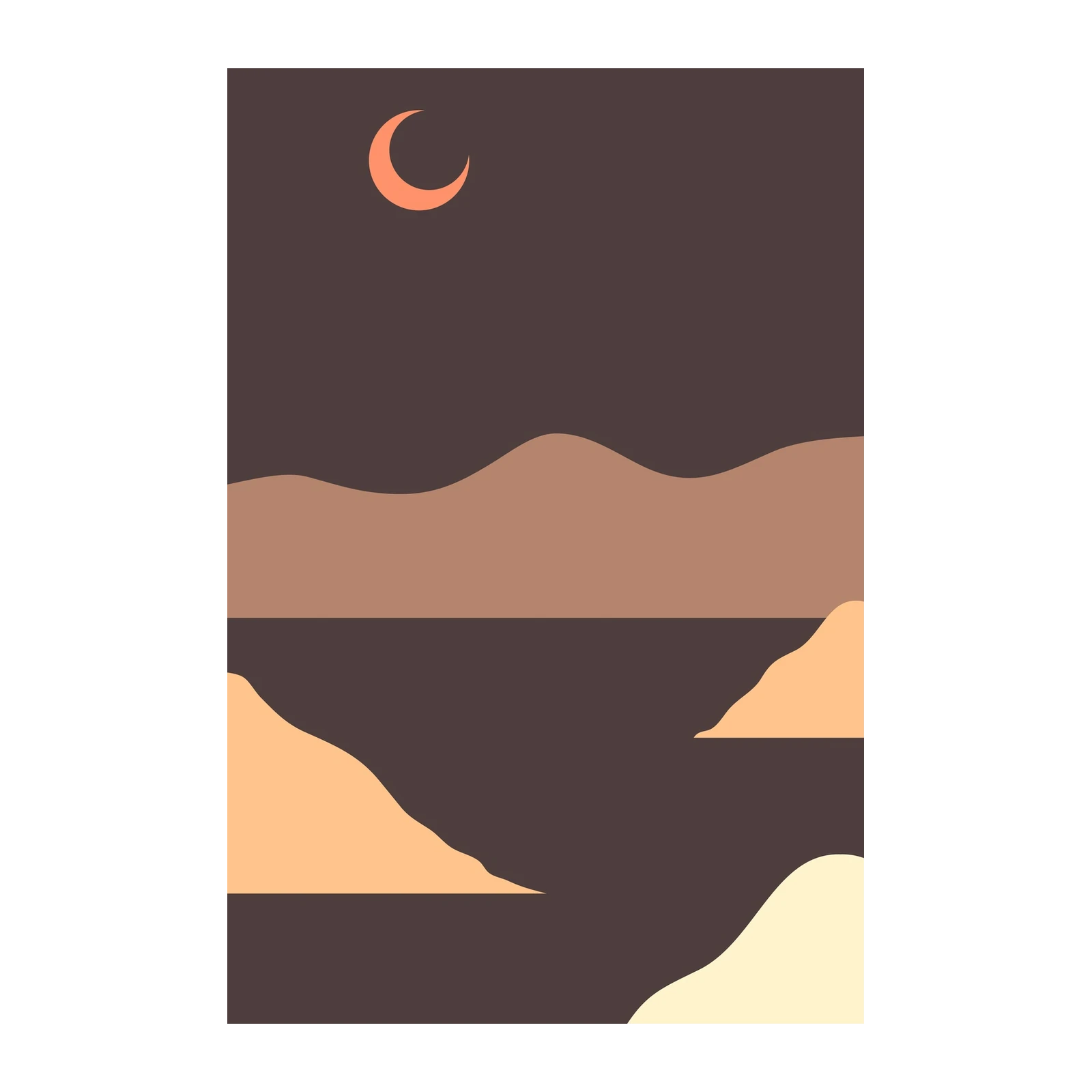 Serene Crescent Moon Landscape Wall Art