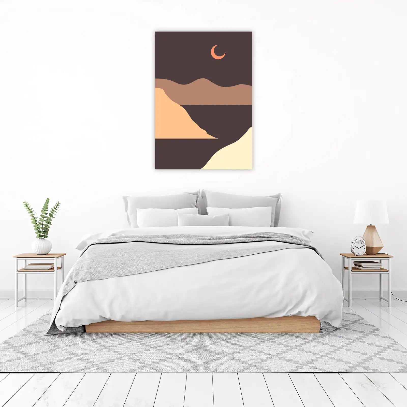 Boho Crescent Moon Landscape Wall Art