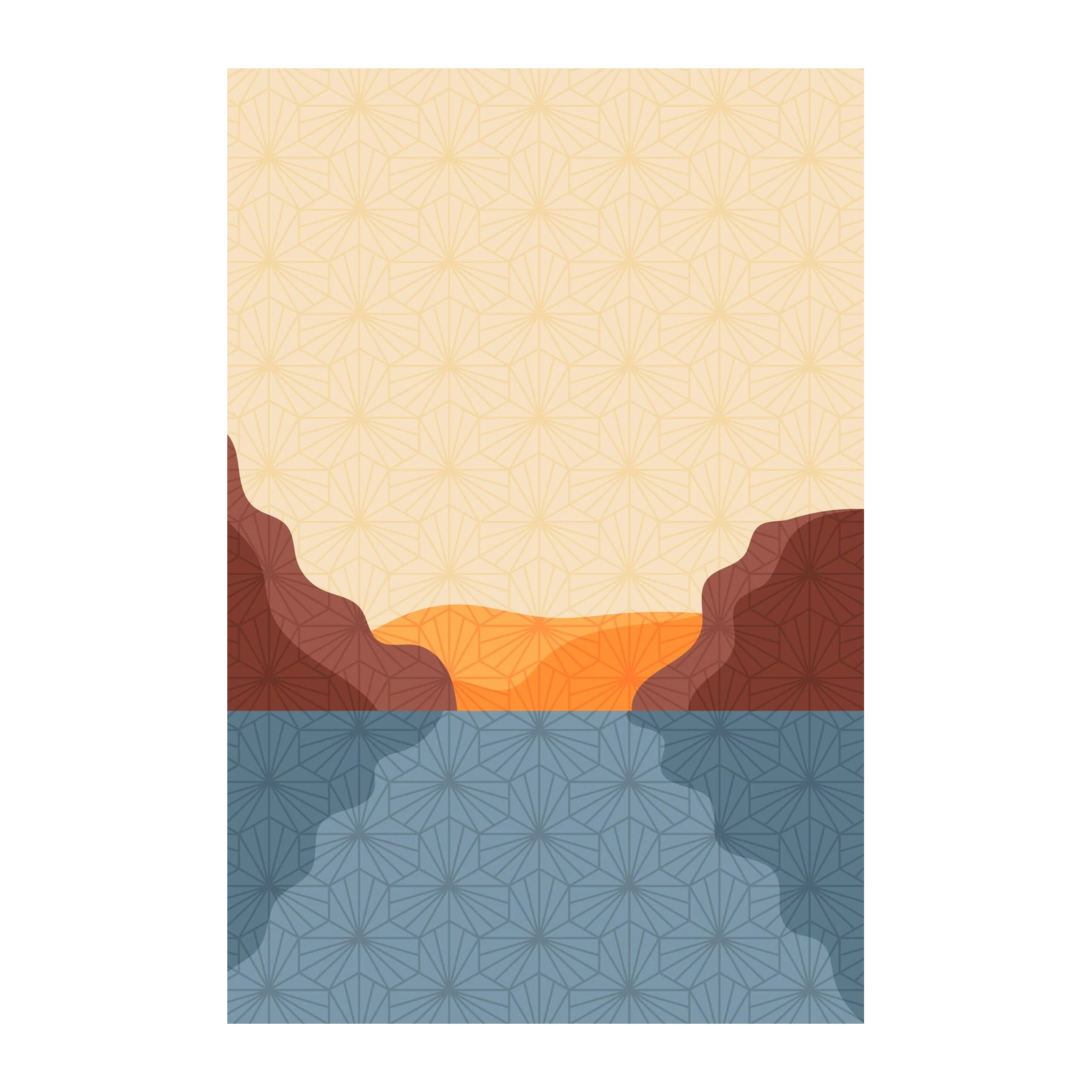 Serene Coastal Sunset Geometric Wall Art