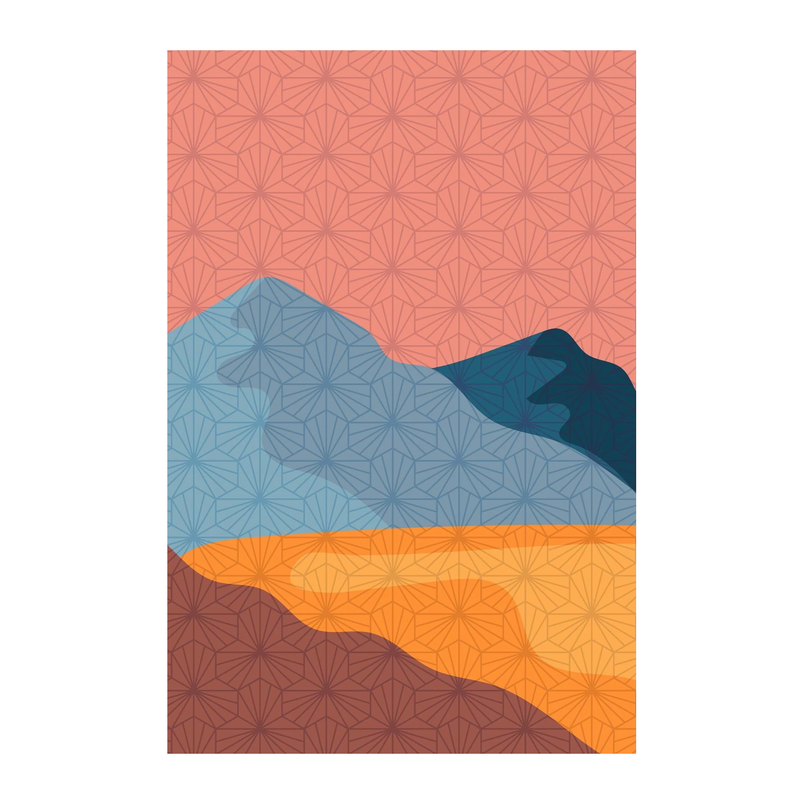 Geometric Mountain Sunset Wall Art