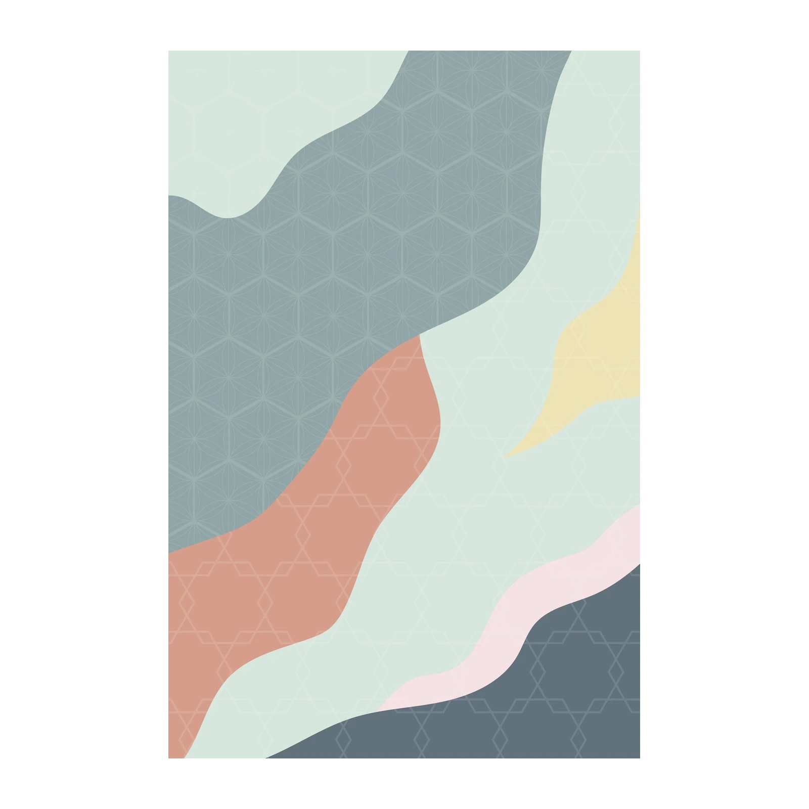 Abstract Serenity Geometric Waves Wall Art