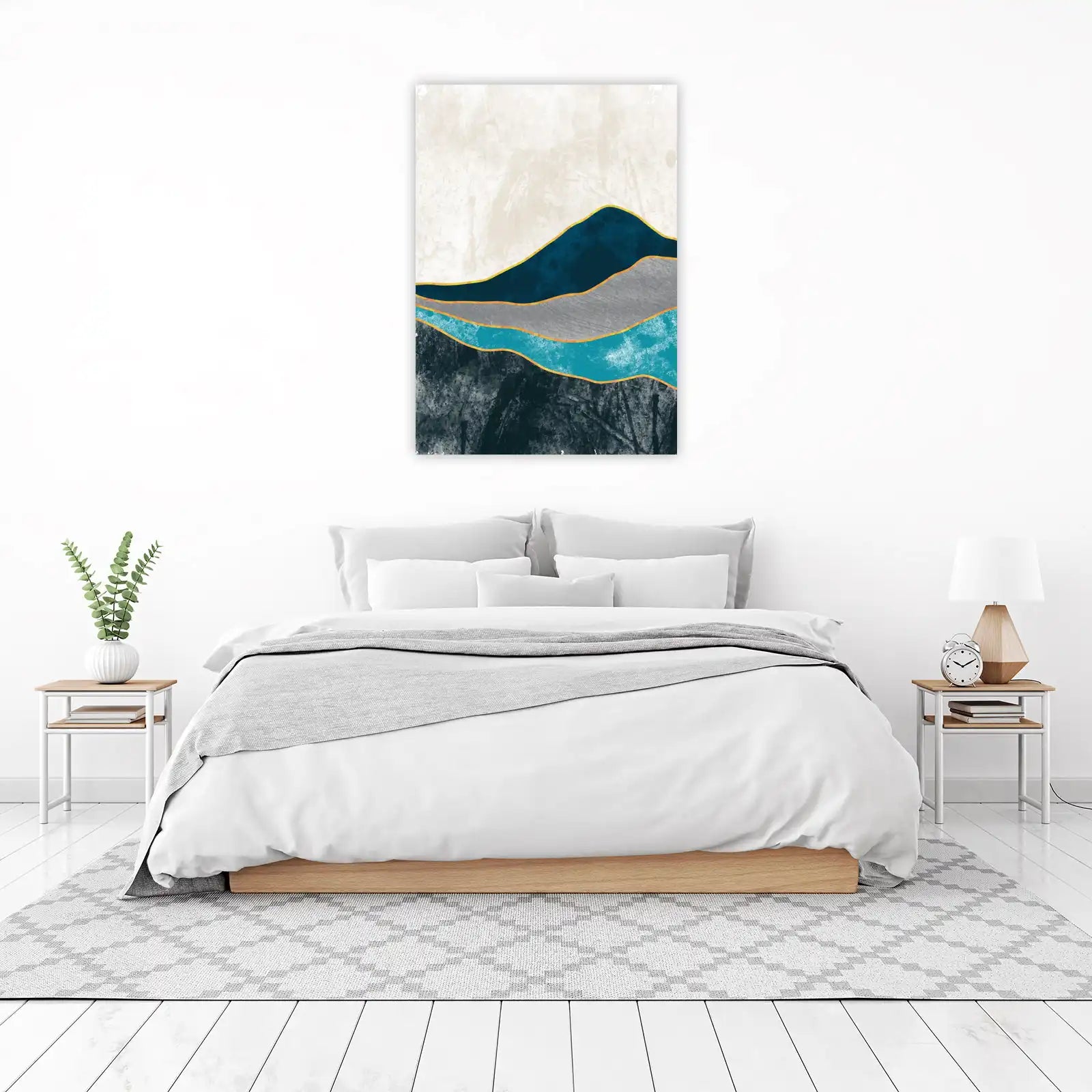 Abstract Teal & Gray Landscape Wall Art