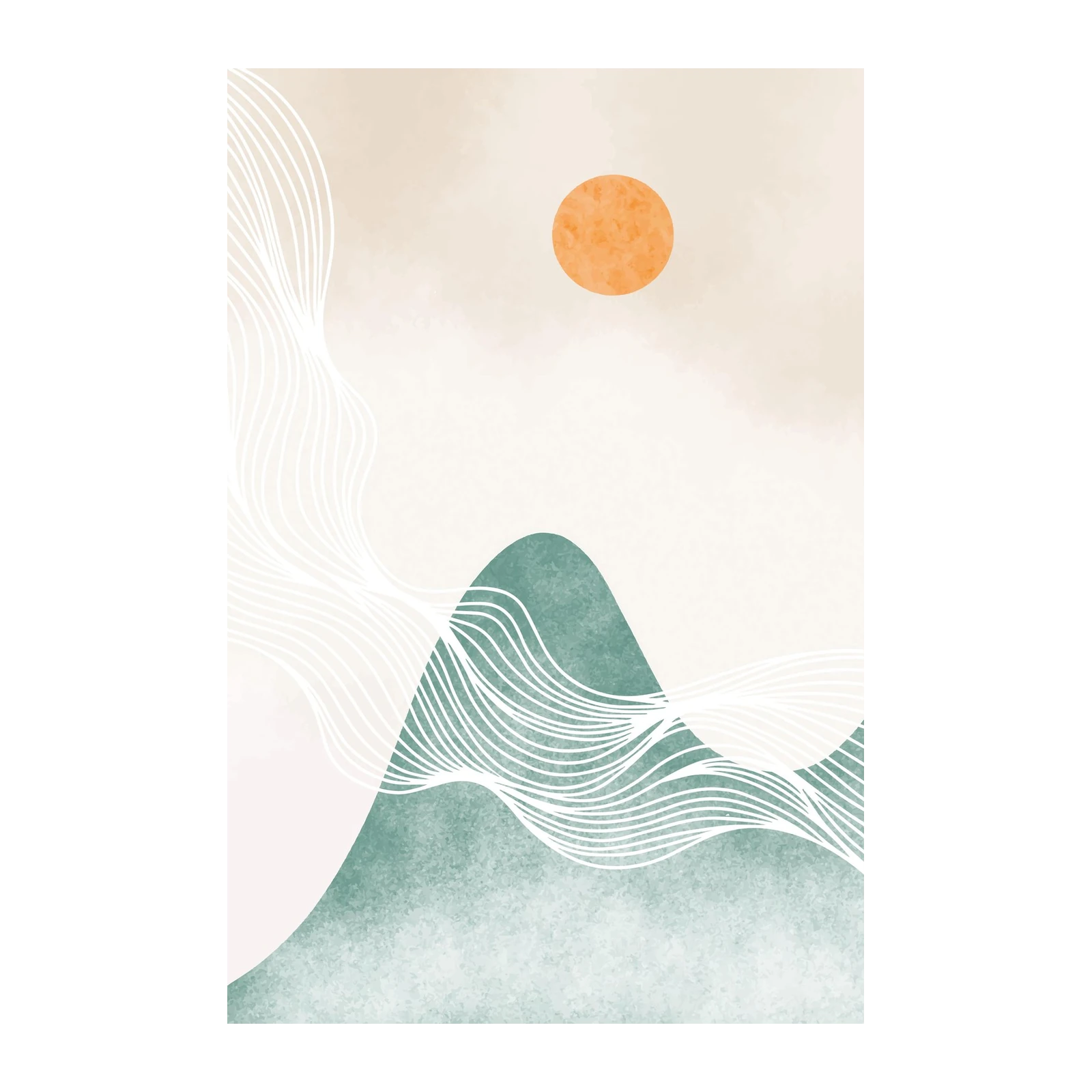 Bohemian Sunrise Mountain Line Art Wall Art