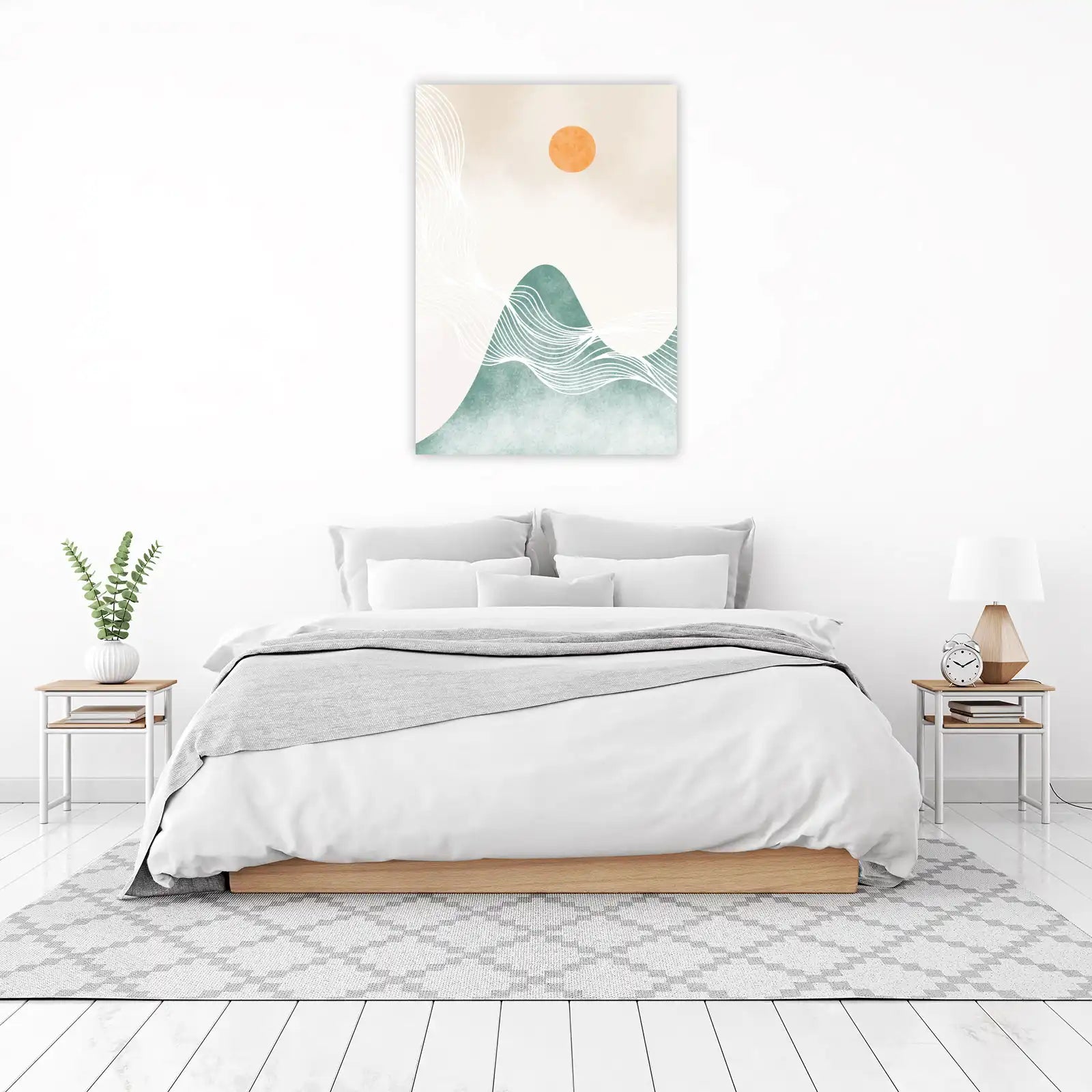 Bohemian Sunrise Mountain Line Art Wall Art