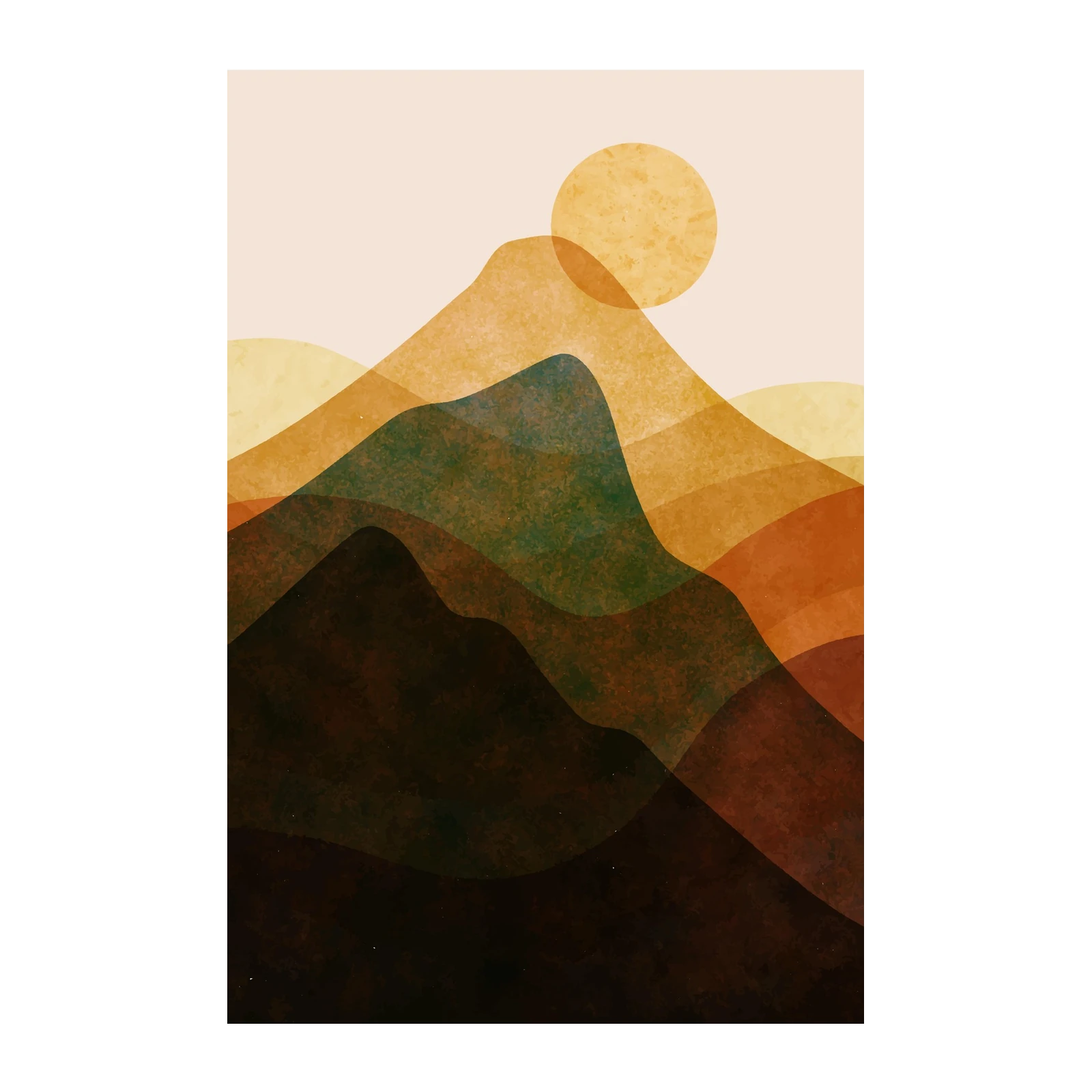 Serene Sunset Mountains Abstract Wall Art