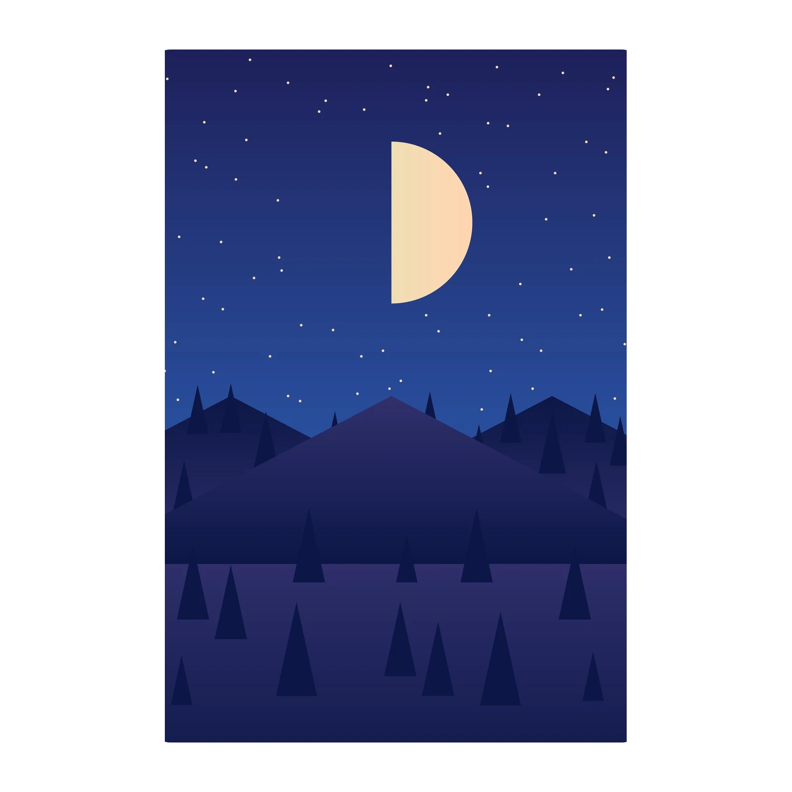 Serene Moonlit Forest Landscape Wall Art