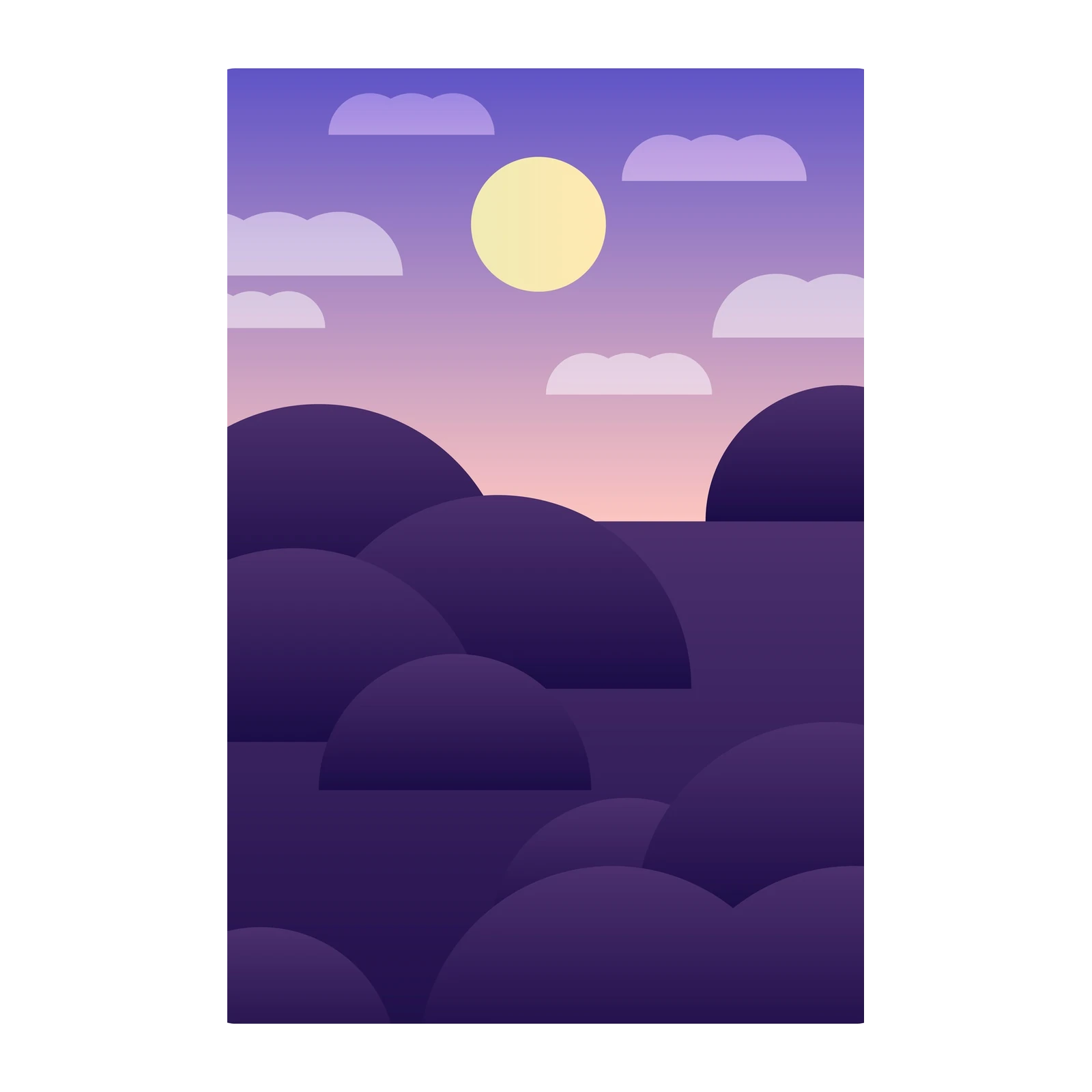 Serene Sunset Hills Minimalist Wall Art