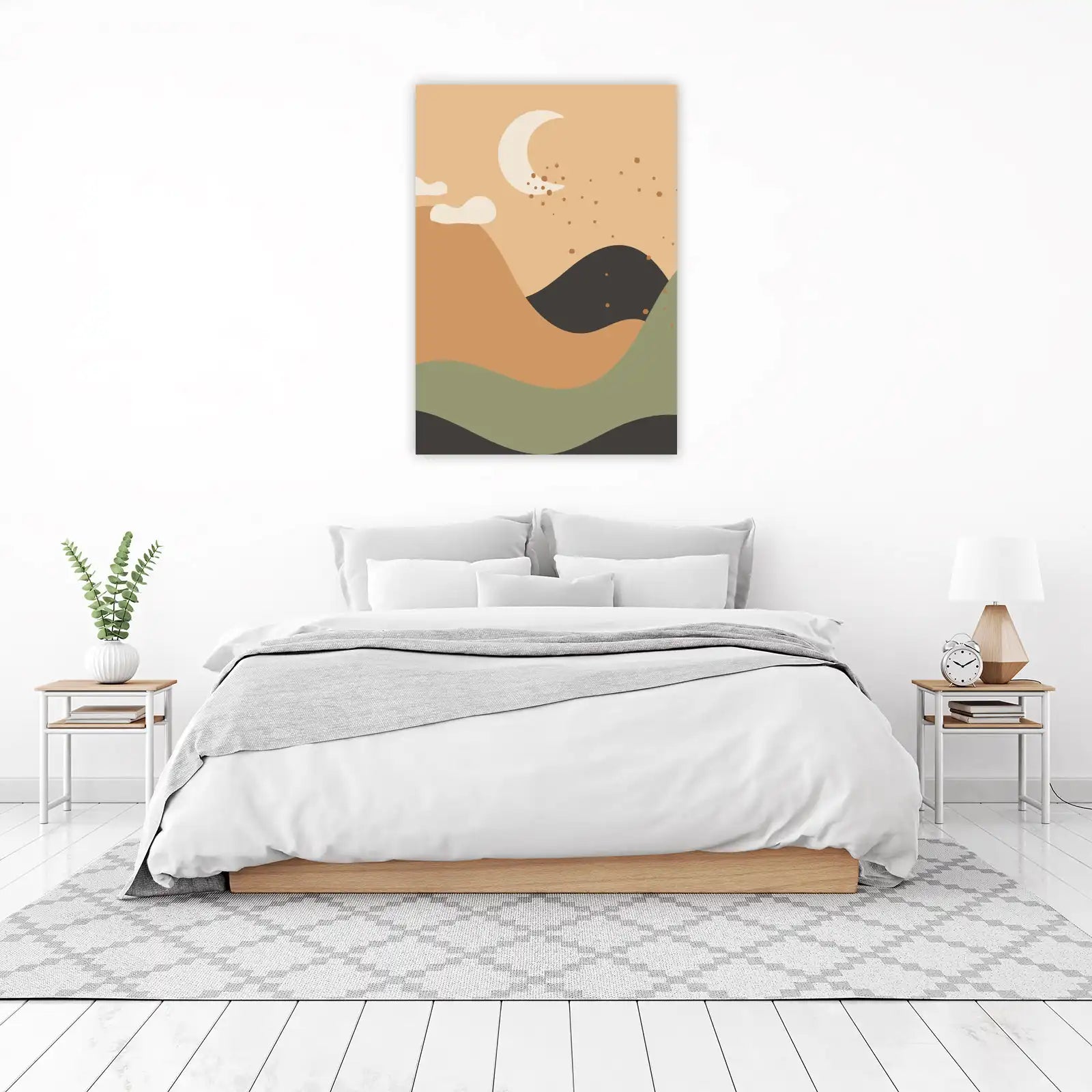 Boho Moon Landscape Wall Art - Modern Abstract Art