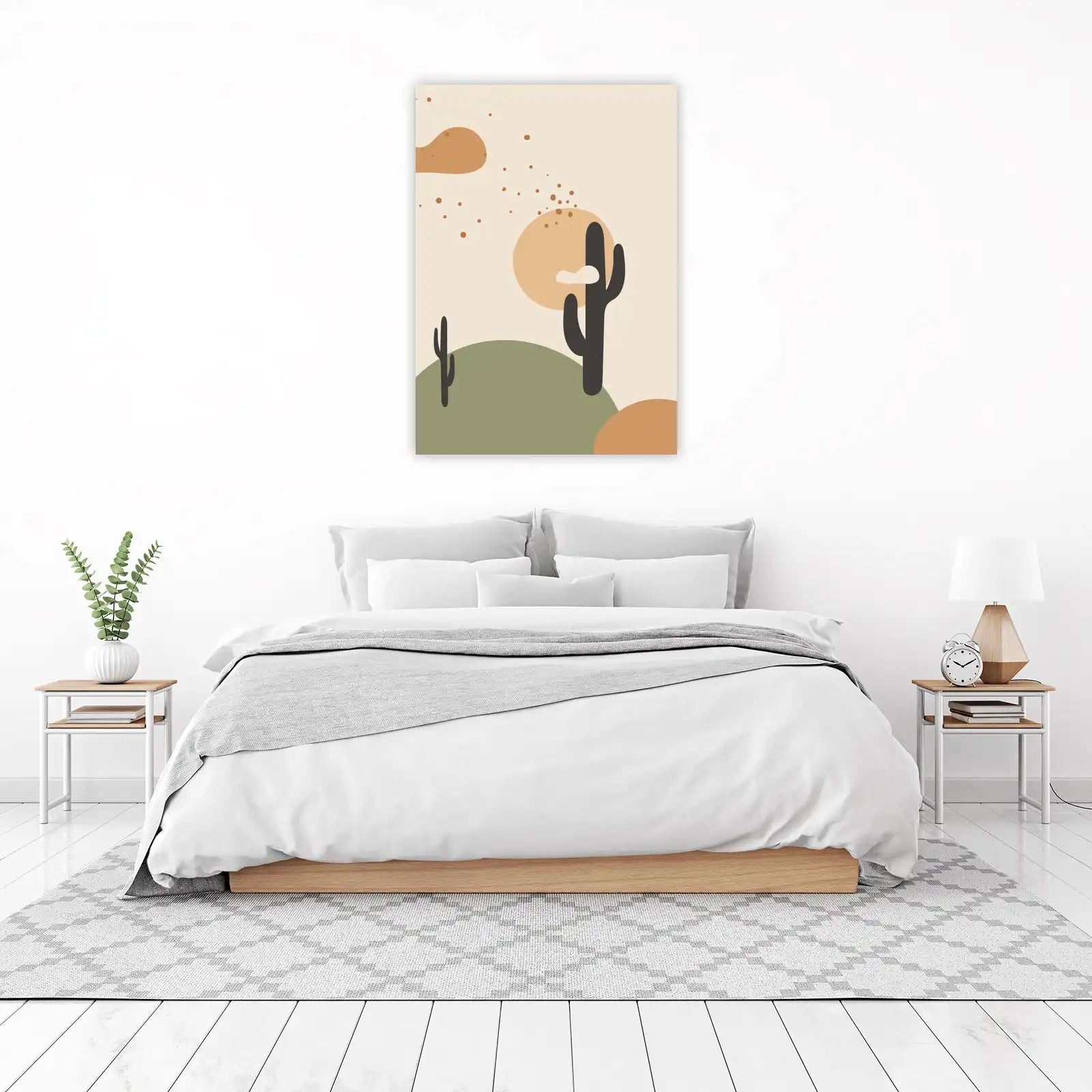 Boho Desert Cactus Sun Abstract Wall Art