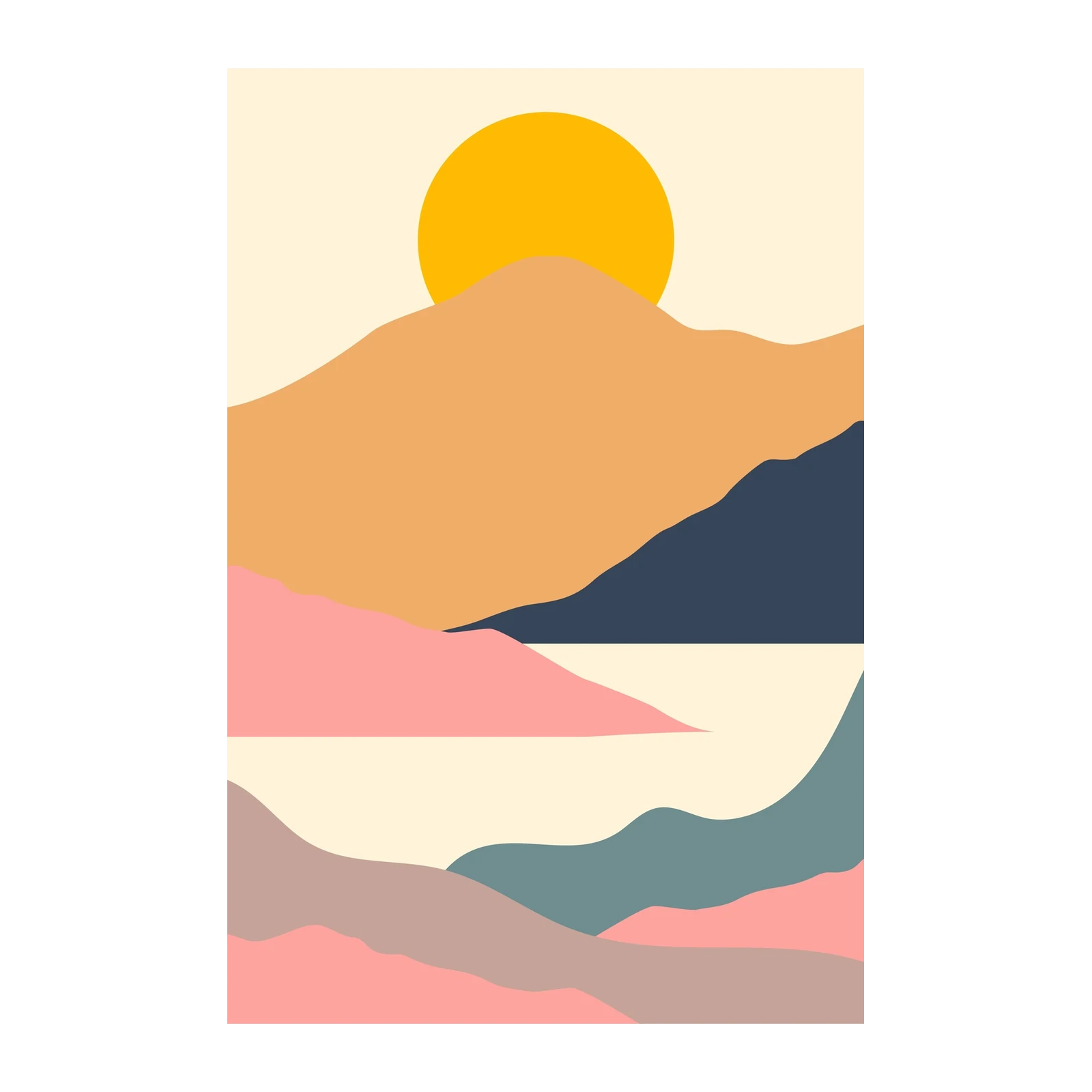 Abstract Sunset Mountain Landscape Wall Art