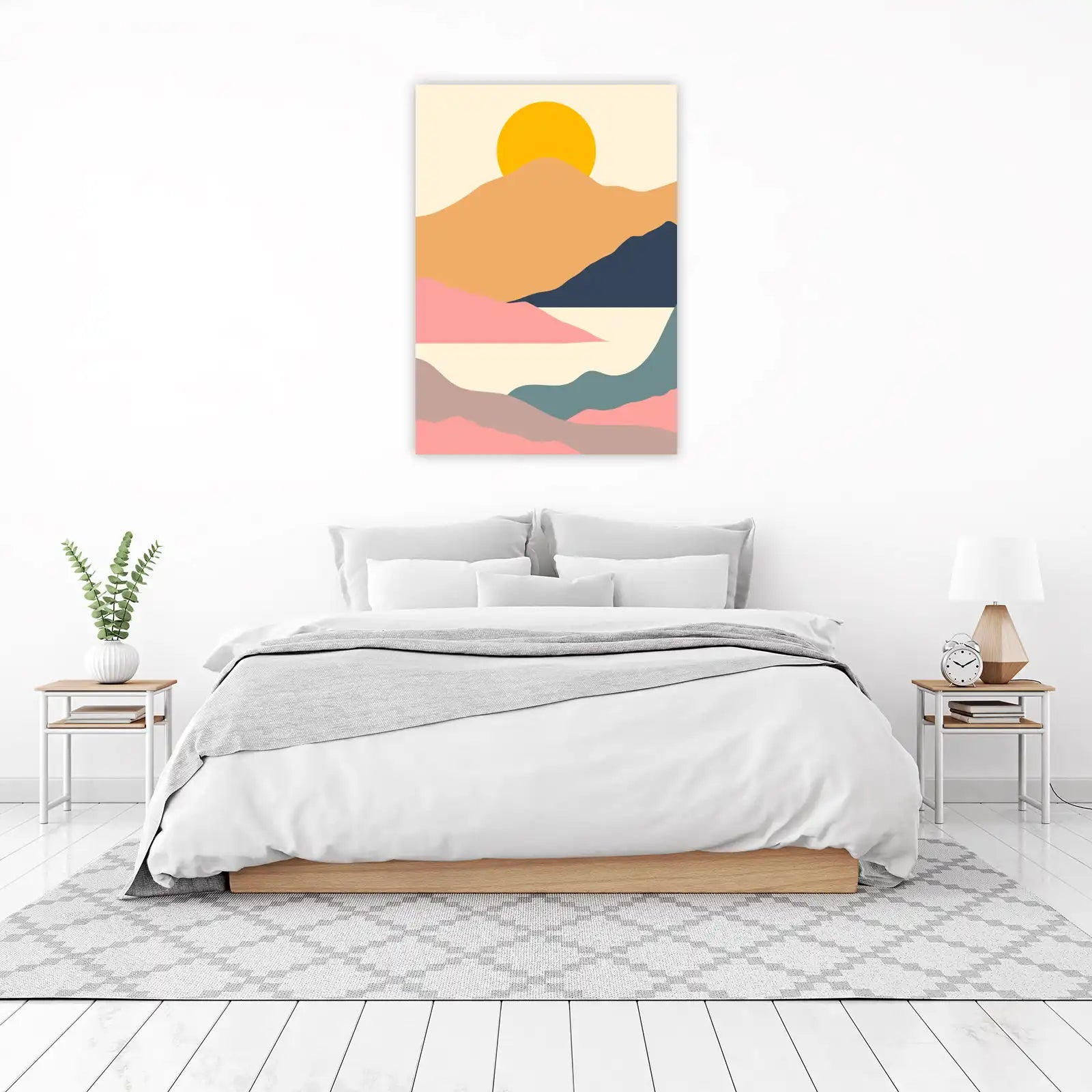Abstract Sunset Mountain Landscape Wall Art