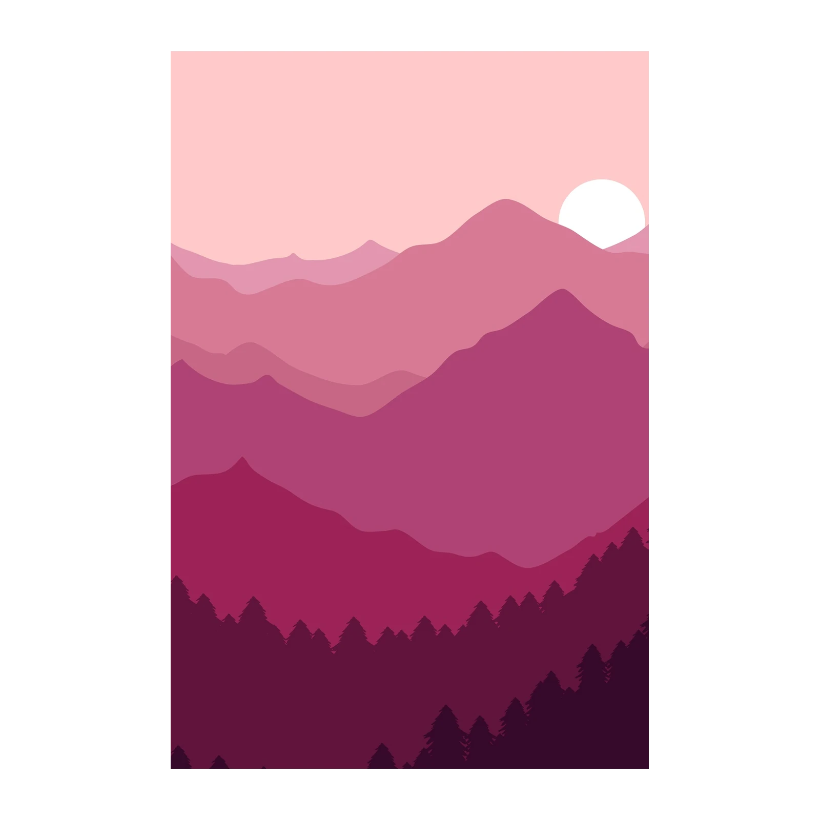 Pink Sunset Mountain Layers Wall Art