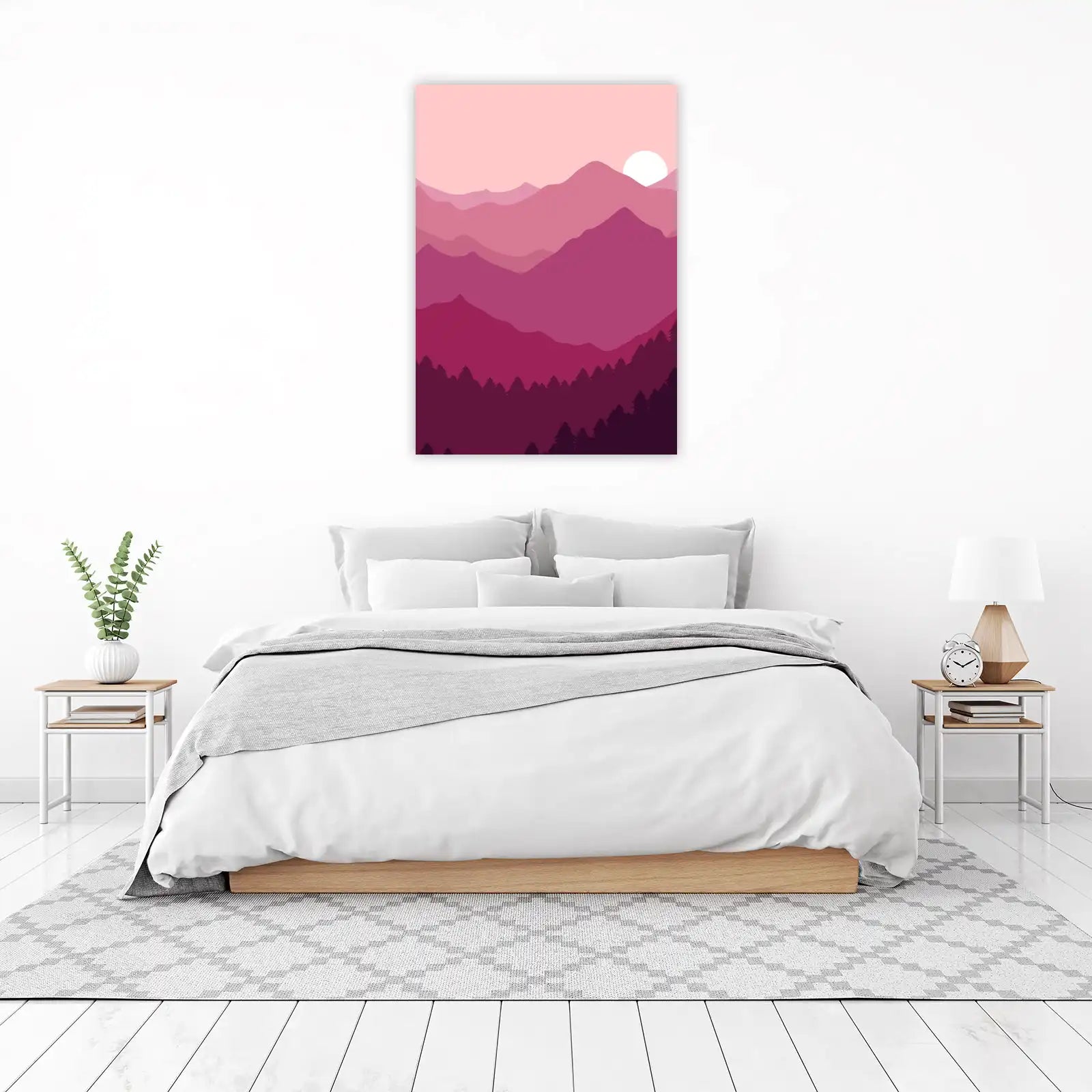 Pink Sunset Mountain Layers Wall Art