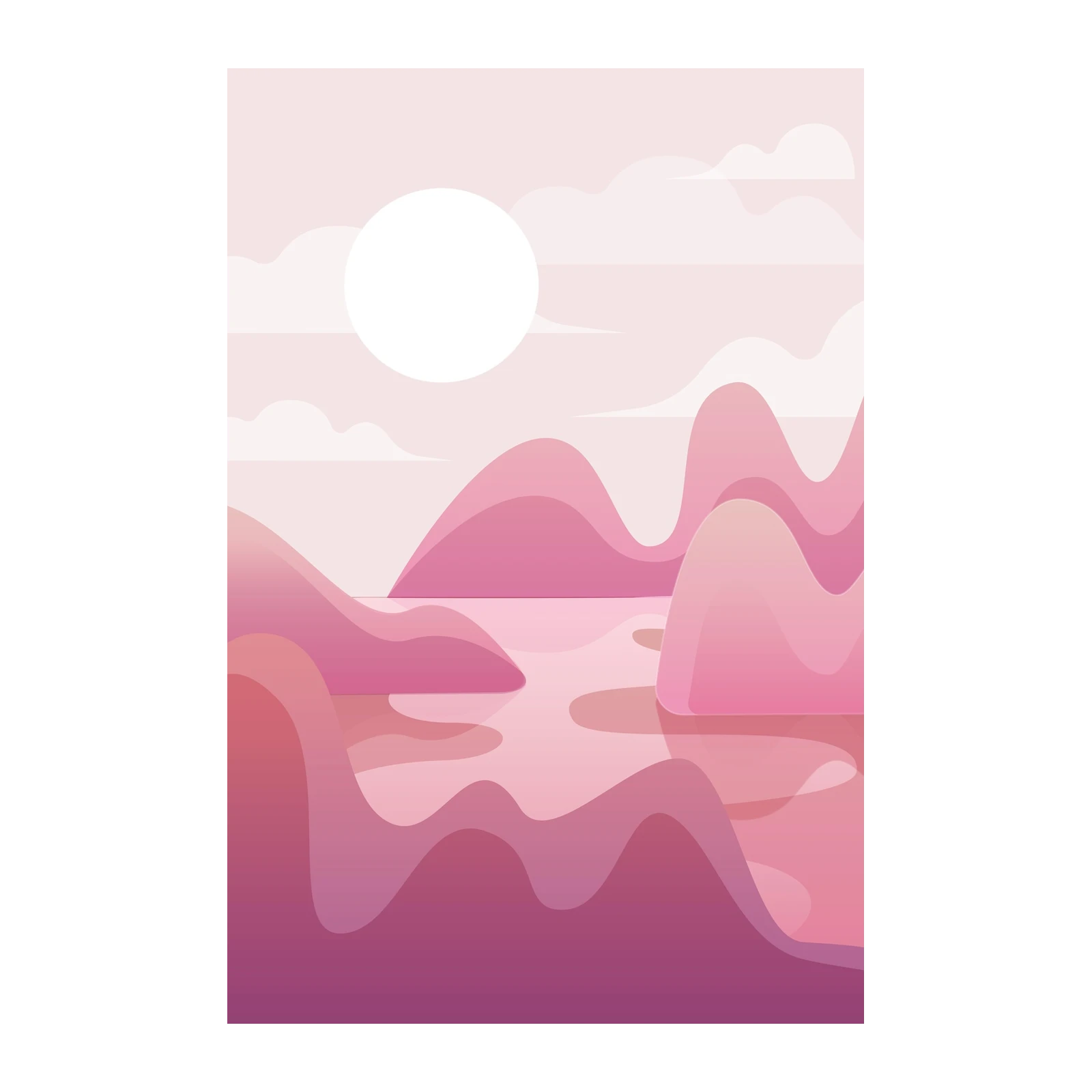 Serene Pink Mountain Landscape Wall Art