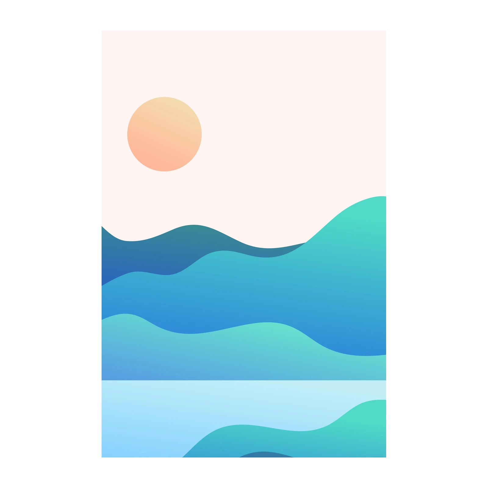 Serene Ocean Waves & Sun Modern Abstract Wall Art