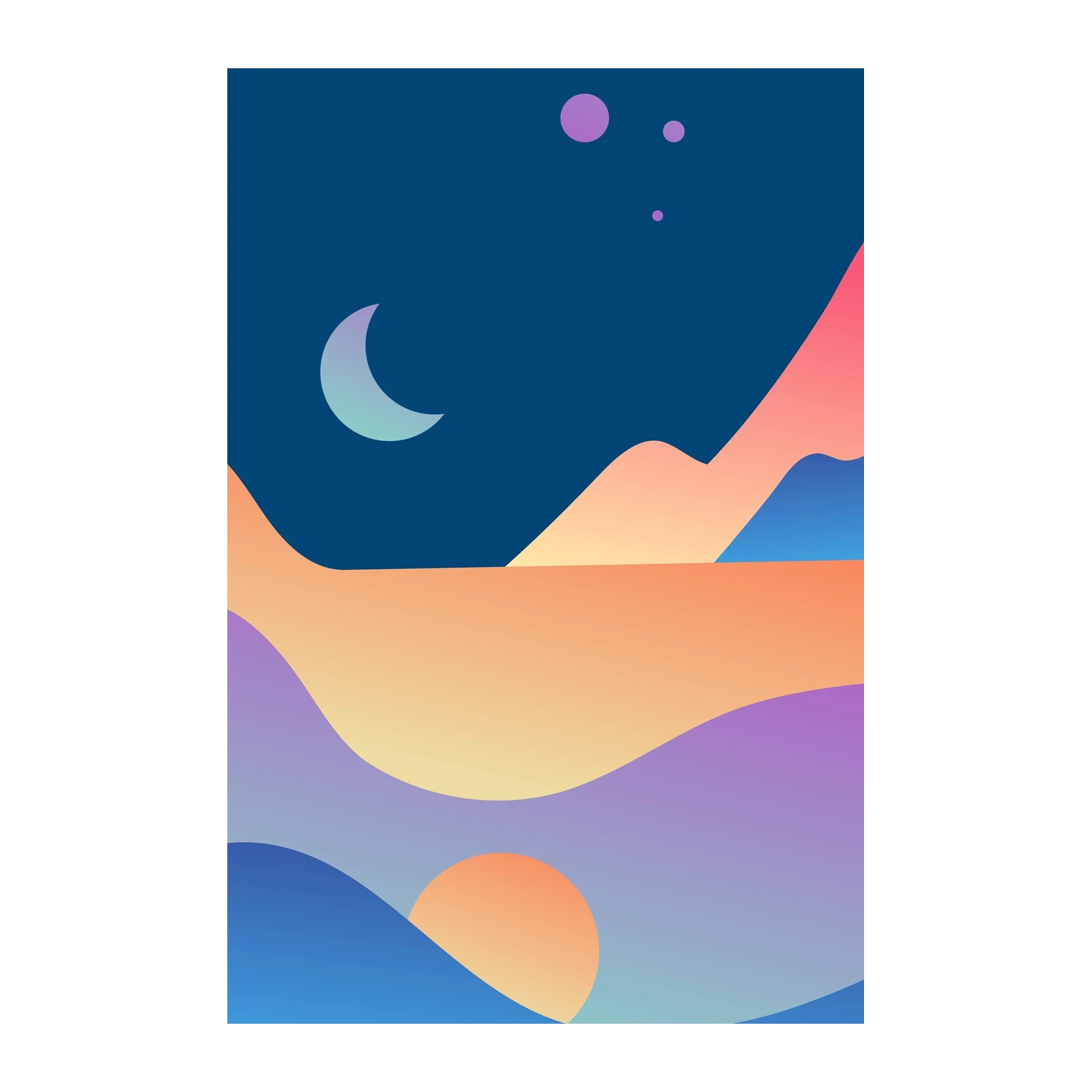 Abstract Desert Sunset Moon Wall Art
