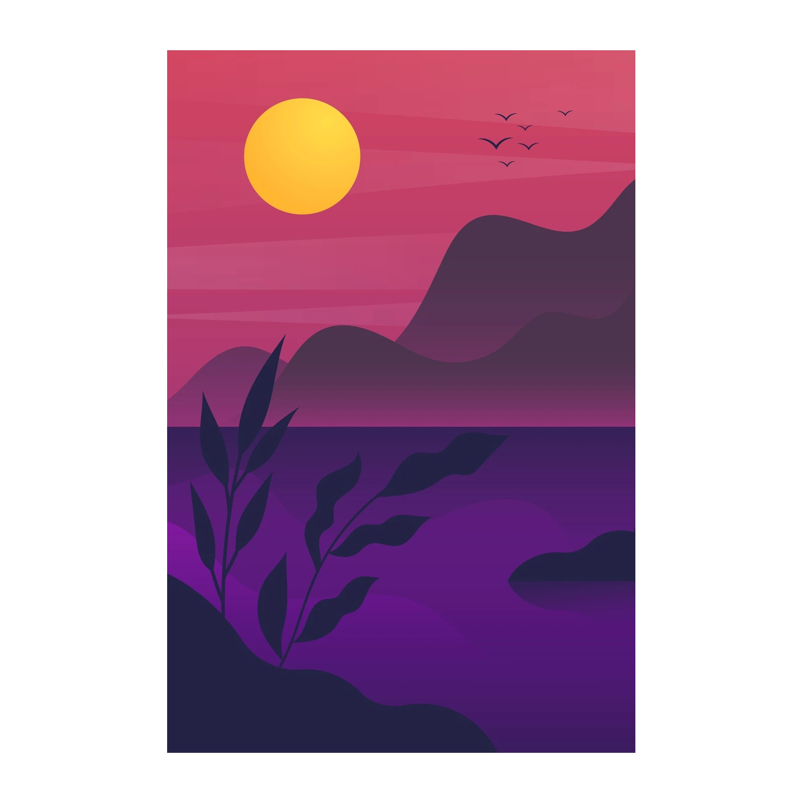 Serene Sunset Landscape Wall Art