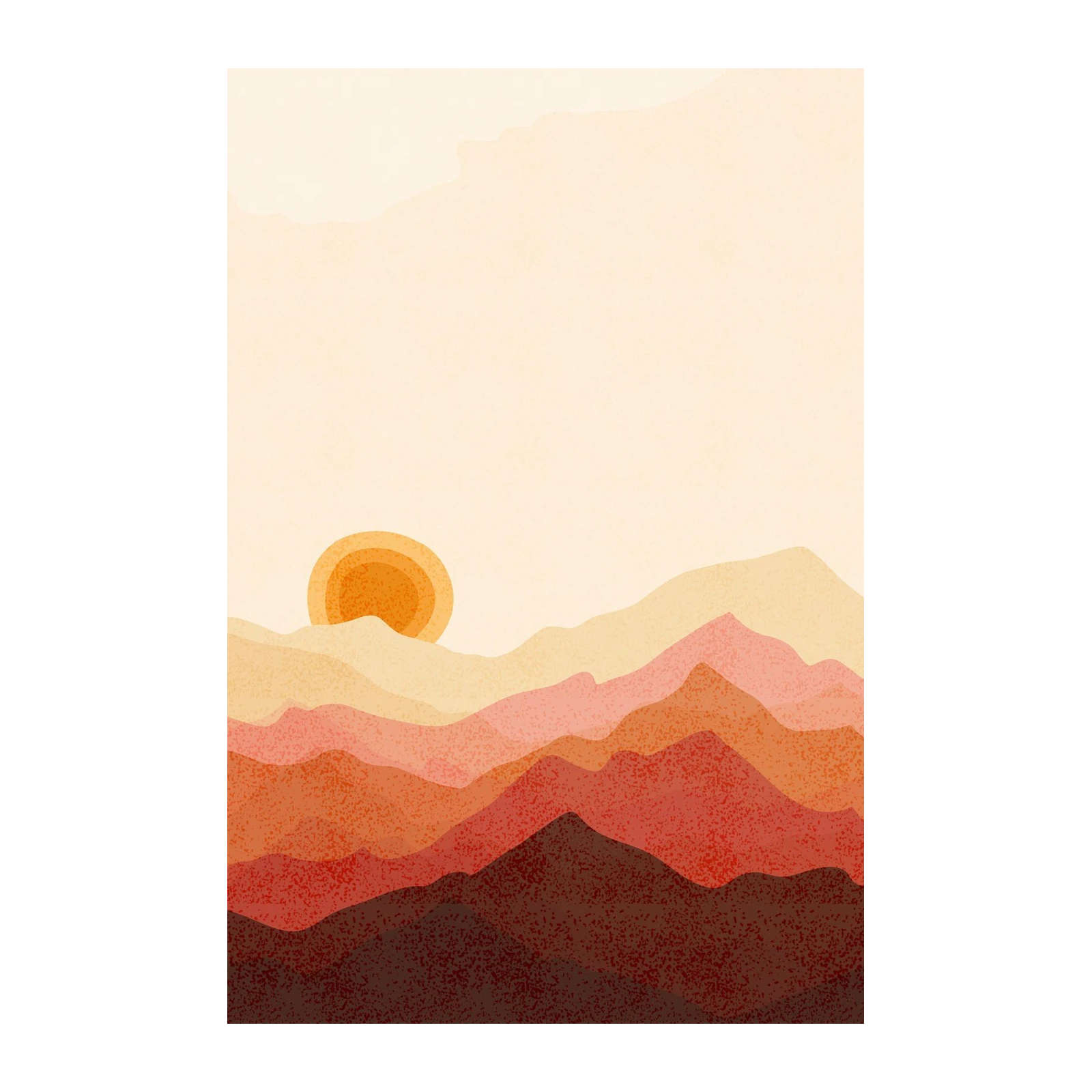 Boho Sunset Mountain Landscape Wall Art