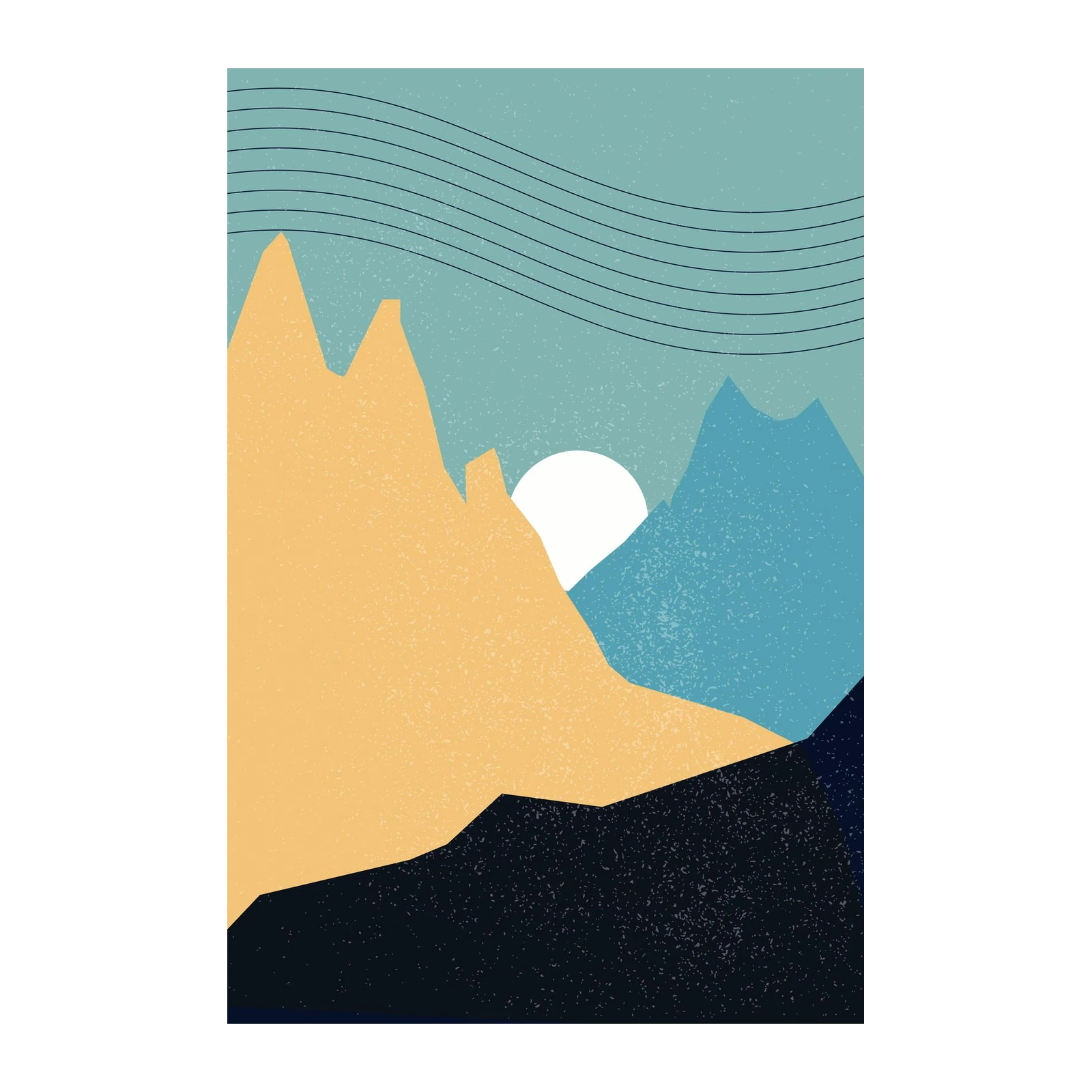 Abstract Sunset Mountain Wall Art