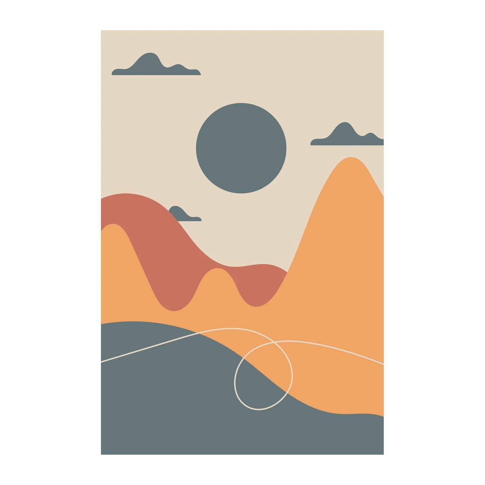 Abstract Landscape Mid Century Modern Wall Art