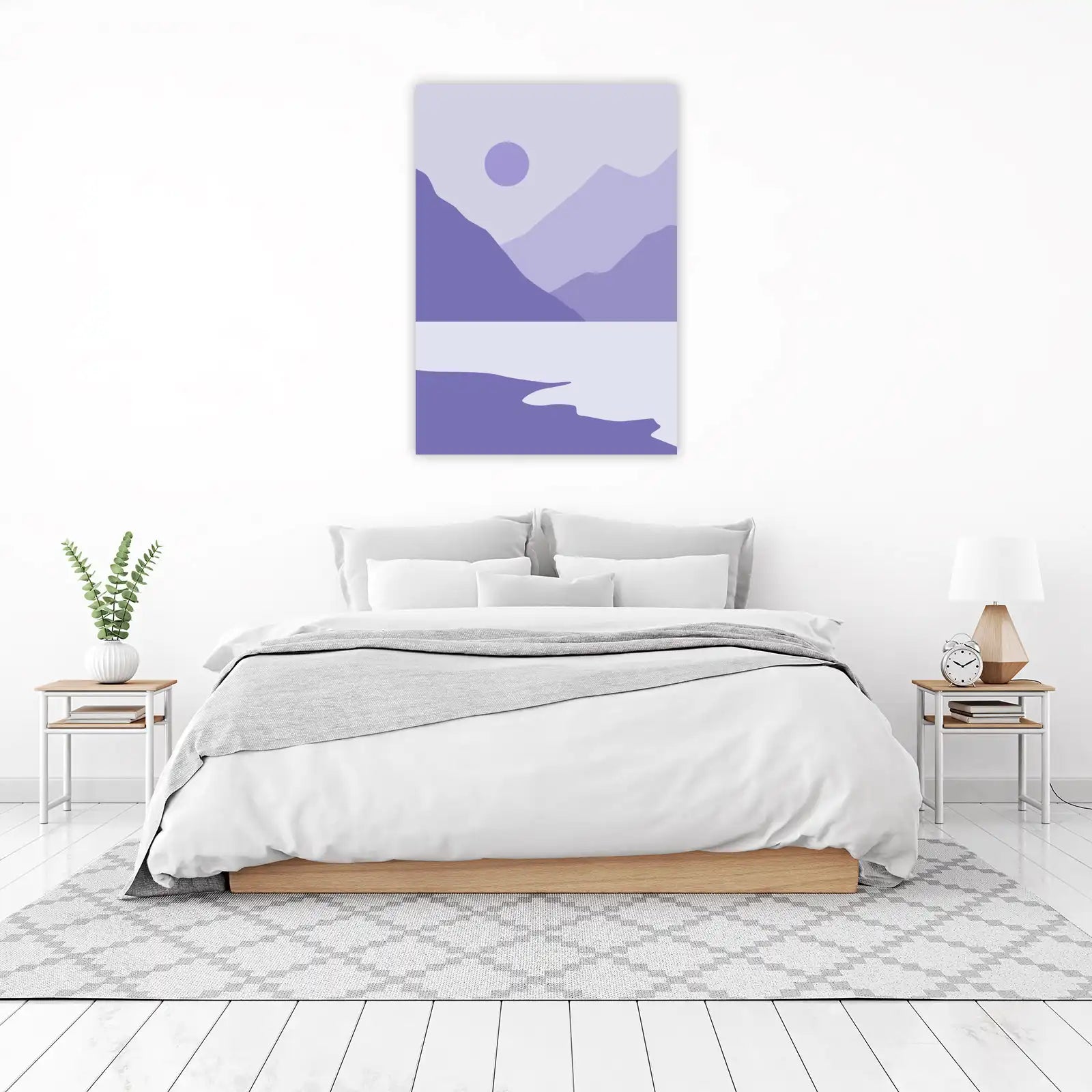 Serene Lavender Mountain Lake Wall Art