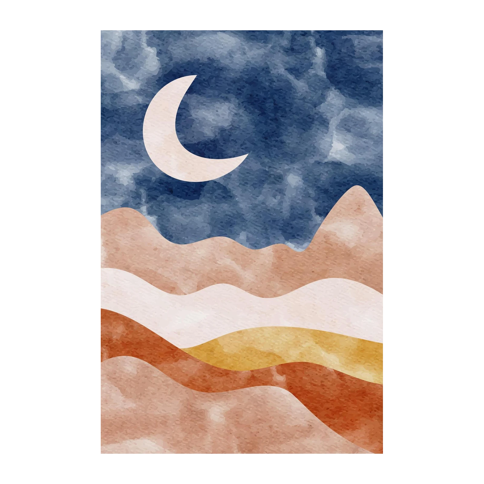 Boho Crescent Moon Landscape Wall Art