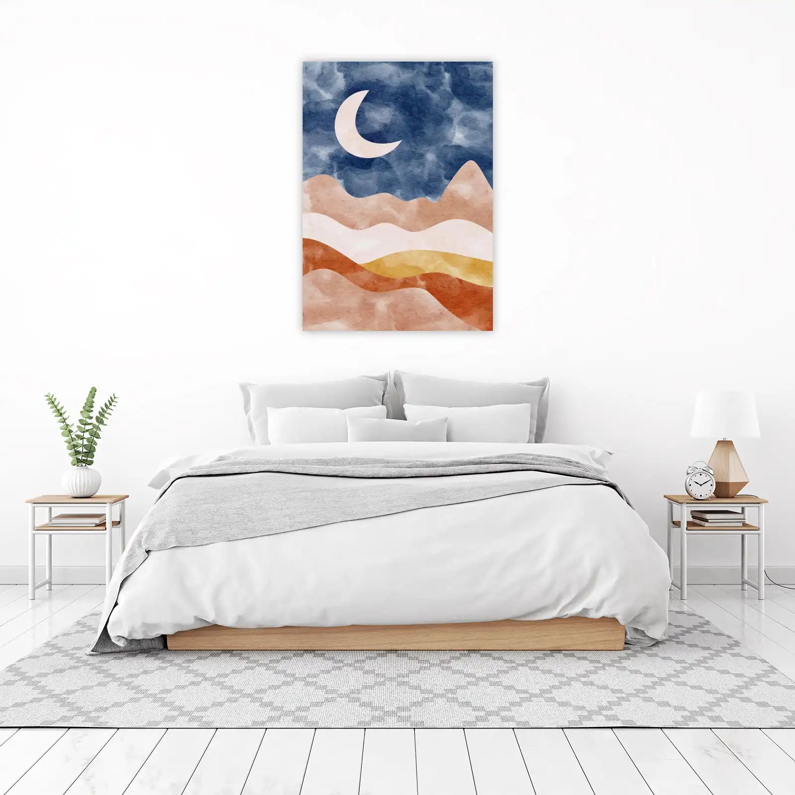 Boho Crescent Moon Landscape Wall Art
