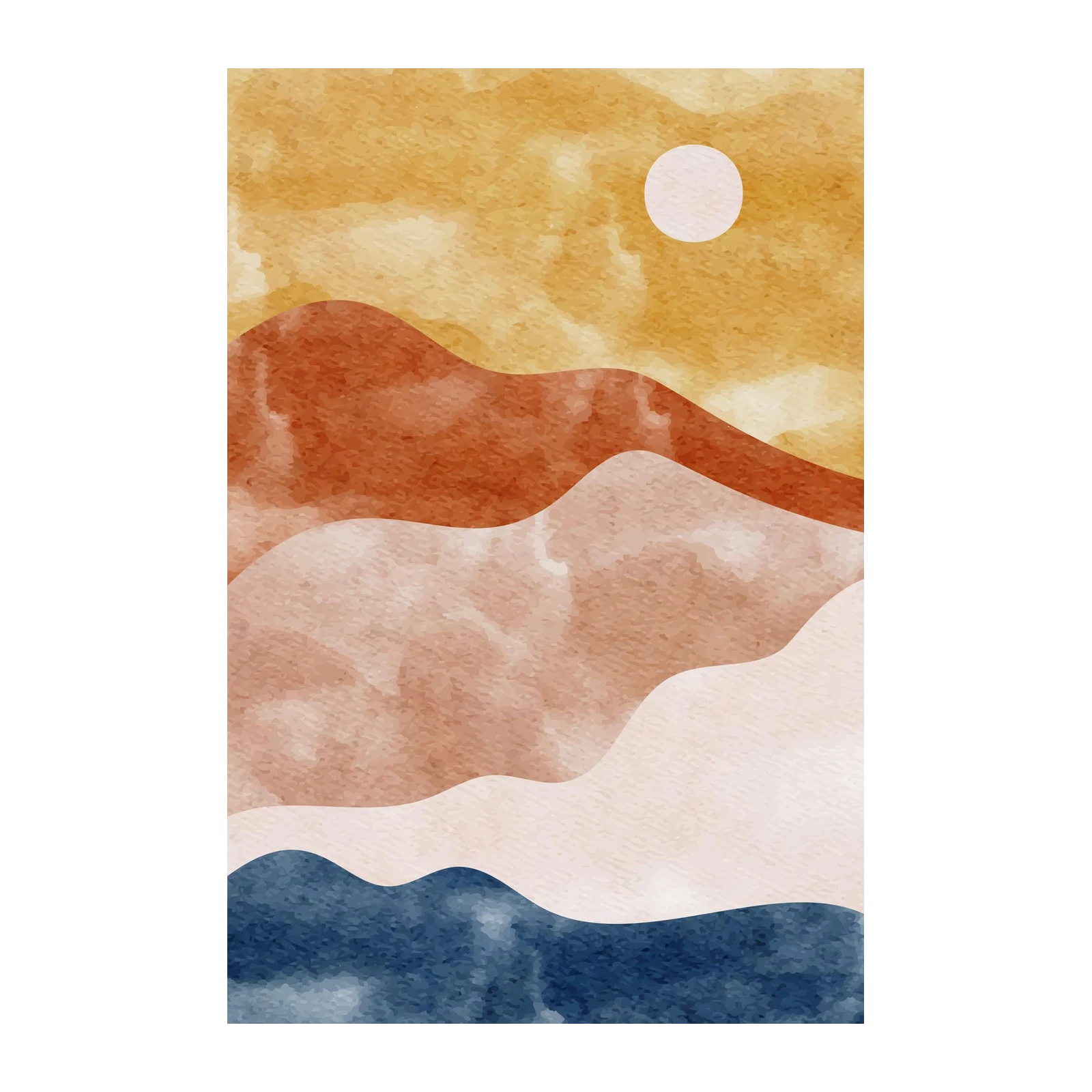 Abstract Sunset Hills Watercolor Wall Art