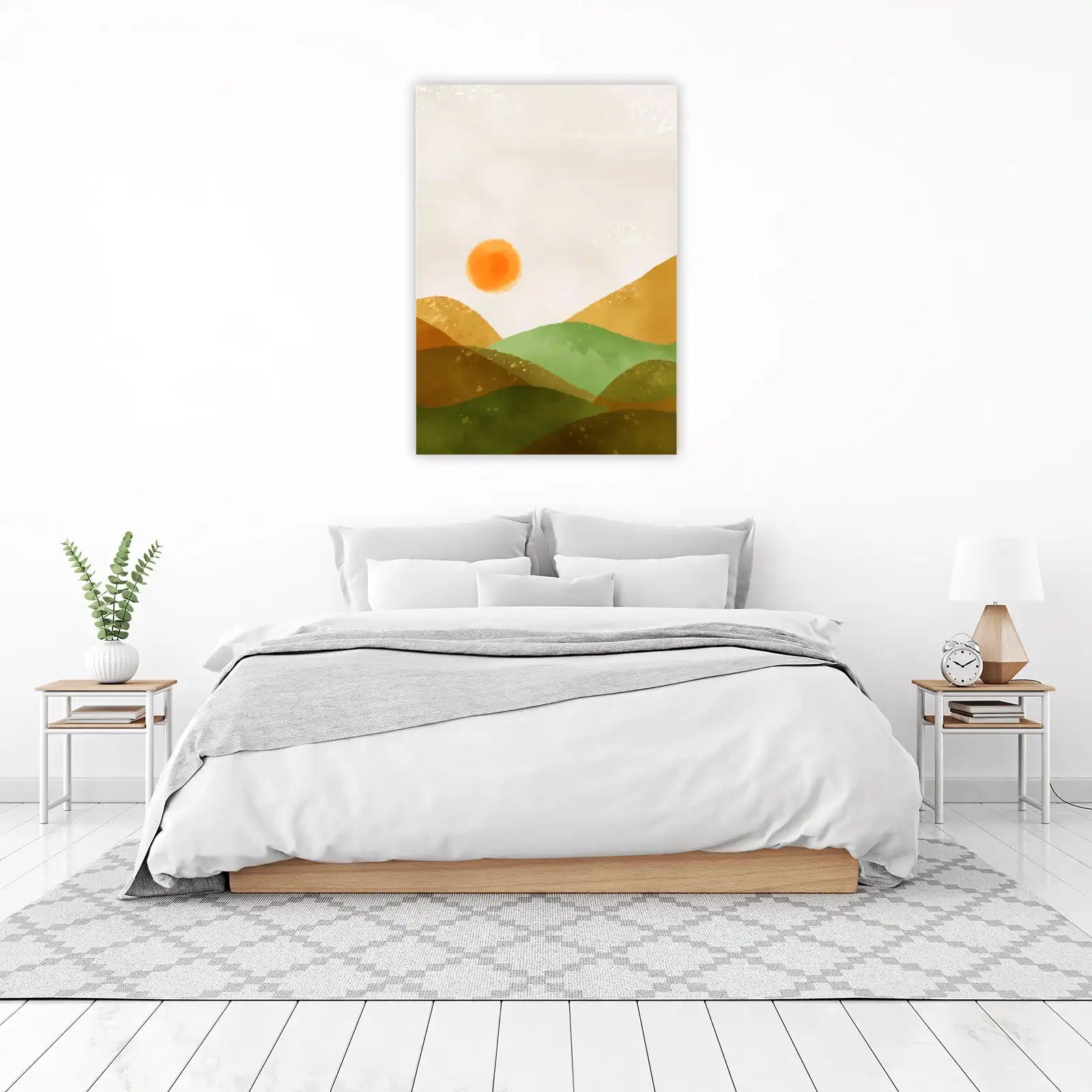 Boho Sunset Mountain Landscape Wall Art