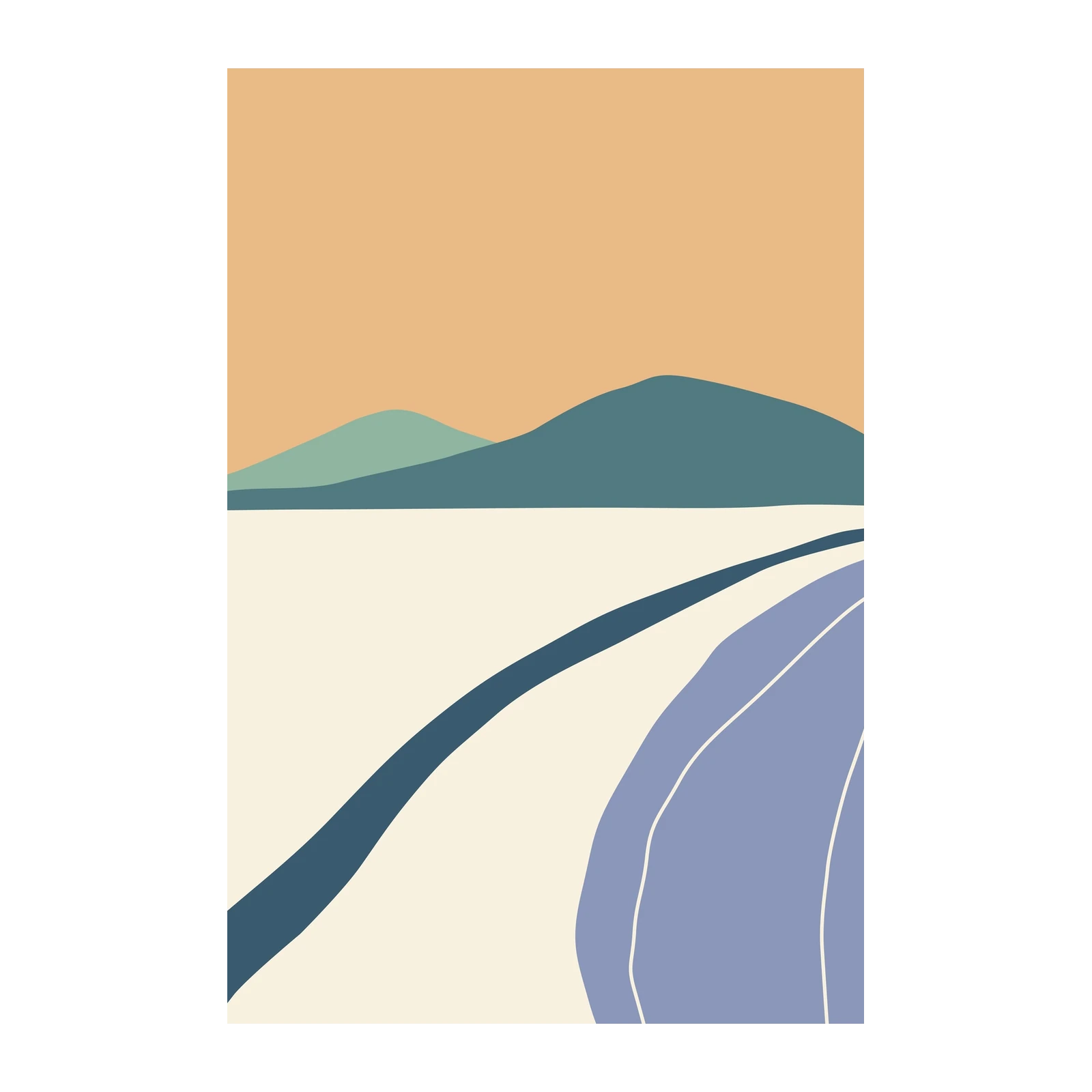 Serene Landscape Abstract Mountain Wall Art