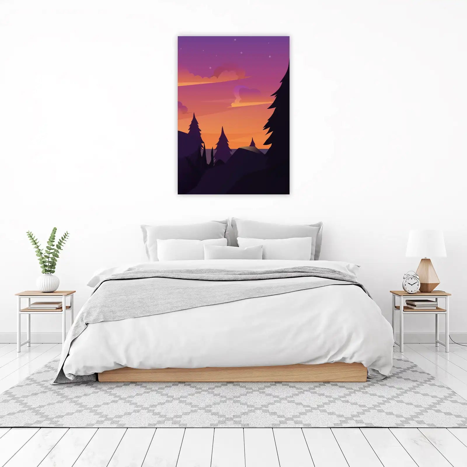 Serene Sunset Forest Landscape Wall Art