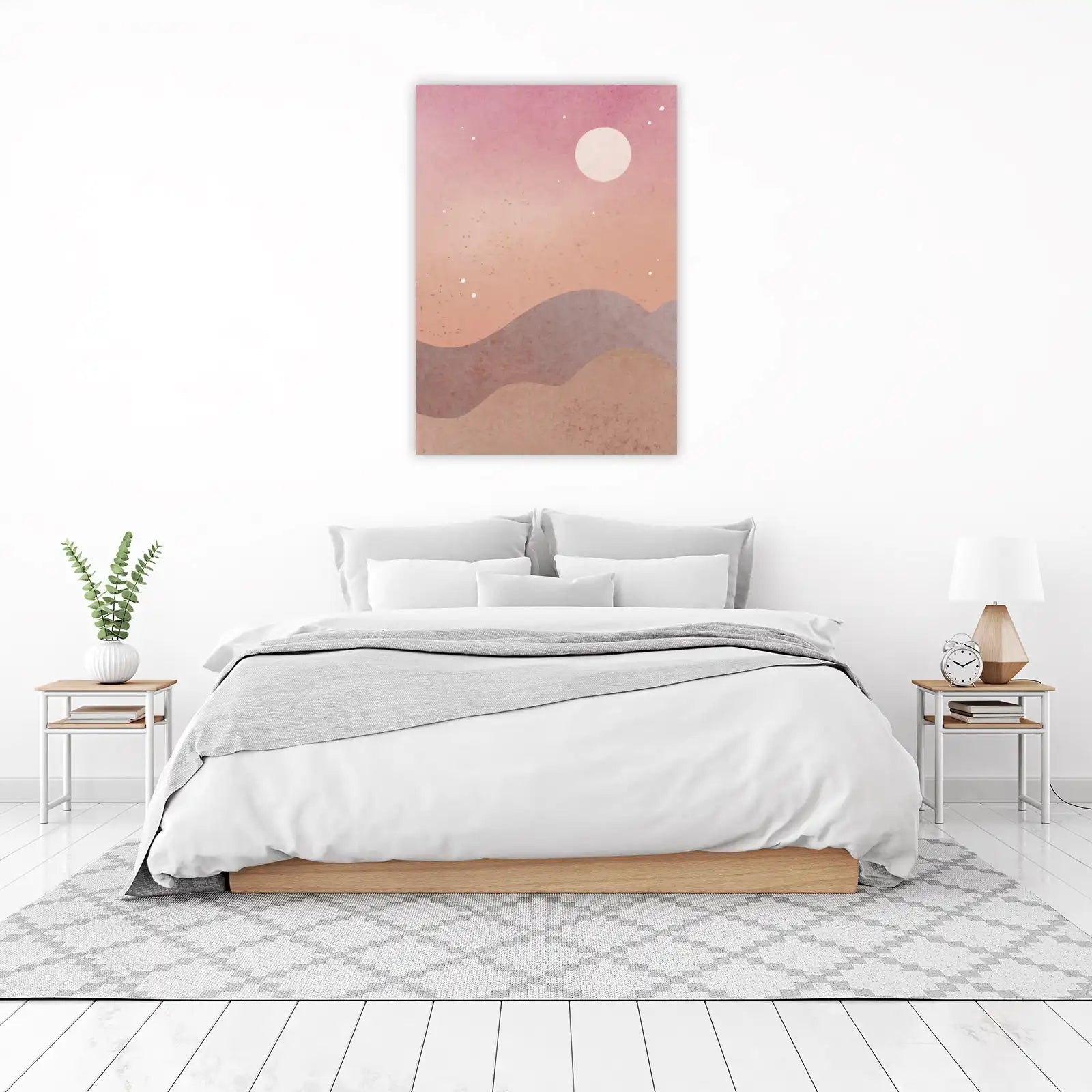 Boho Desert Landscape Moon Wall Art