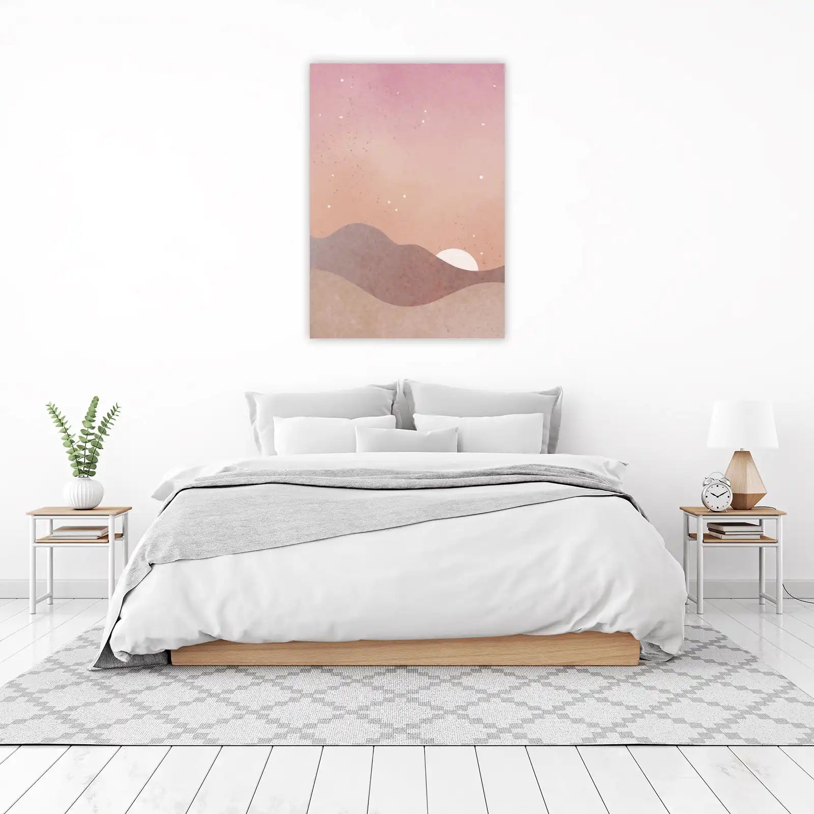 Boho Sunset Landscape Mid Century Modern Wall Art