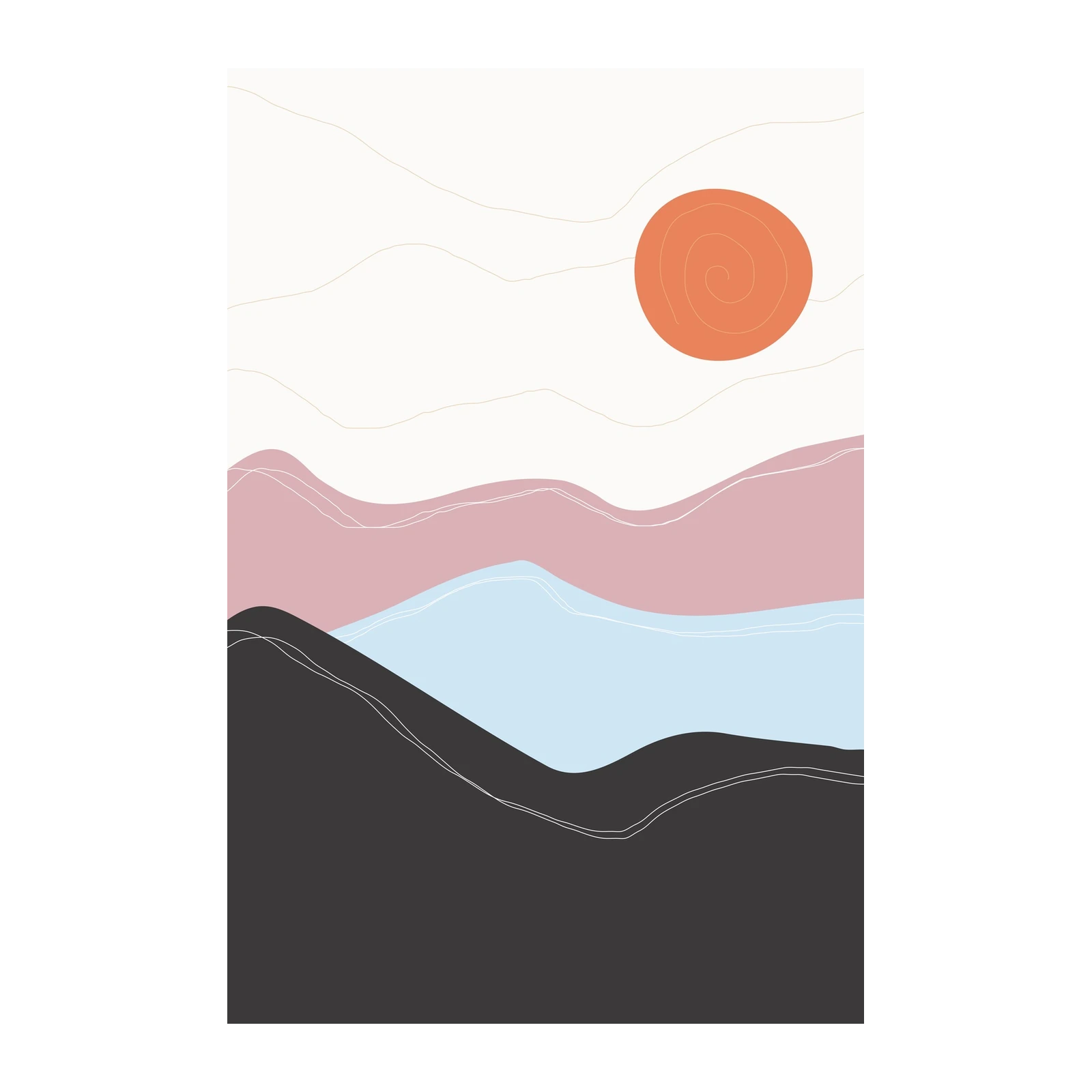 Abstract Mountain Sunset Wall Art | Boho Wall Art