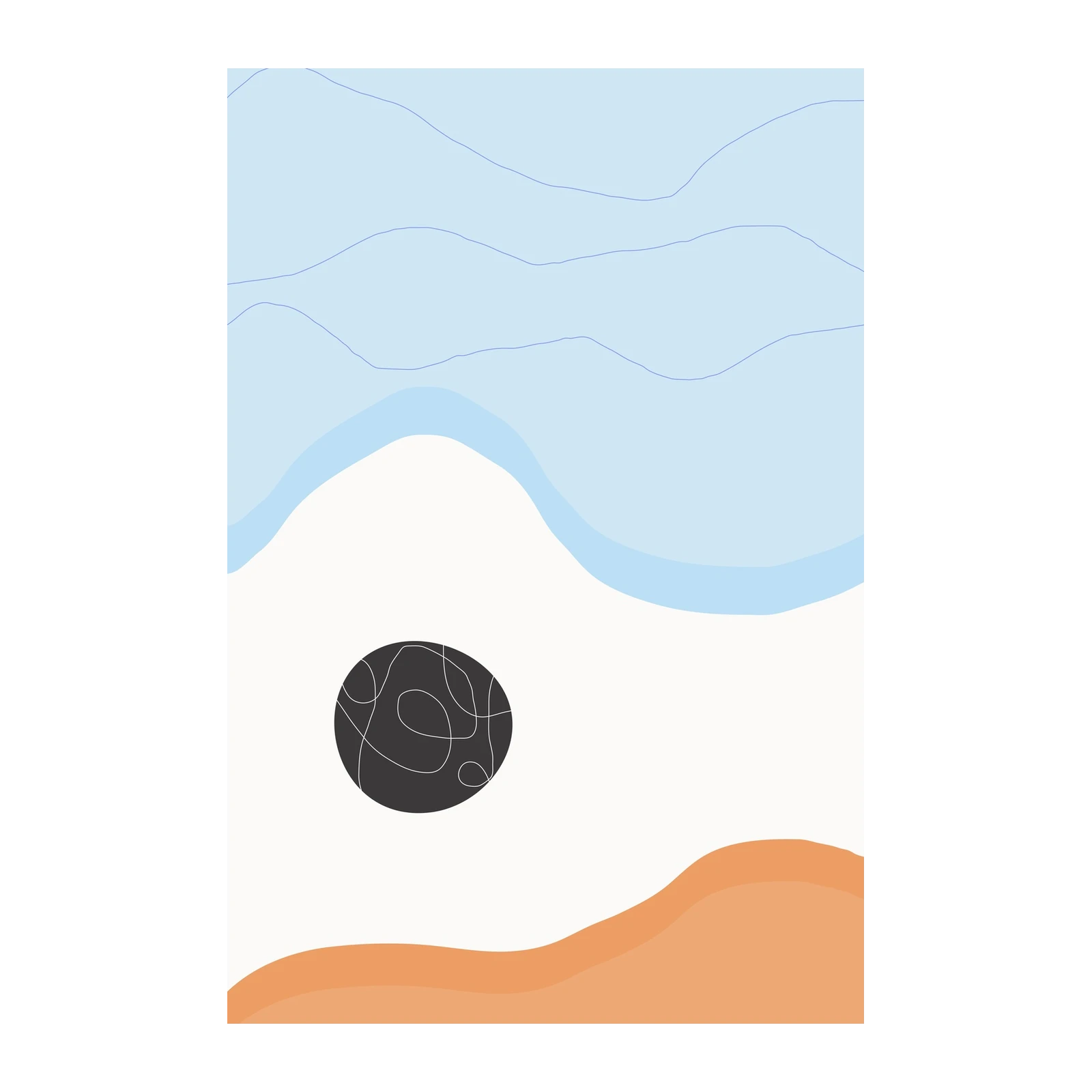 Abstract Wave & Pebble Wall Art