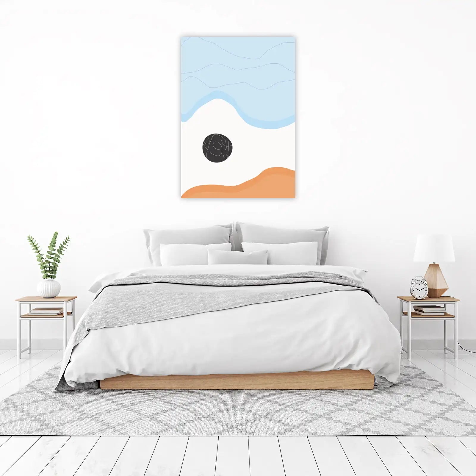 Abstract Wave & Pebble Wall Art