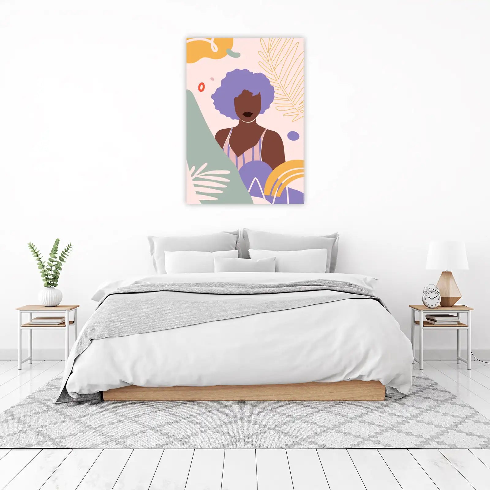 Modern Abstract Woman Lavender Afro Wall Art