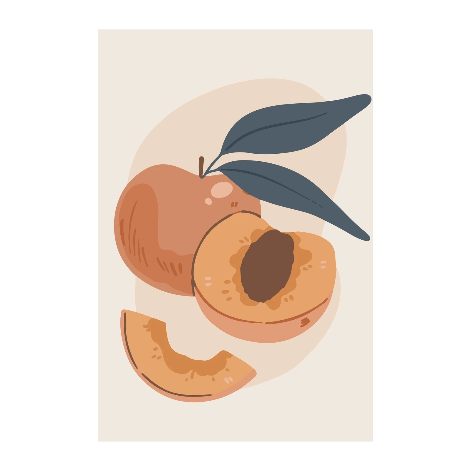 Abstract Peach Fruit Art Wall Art