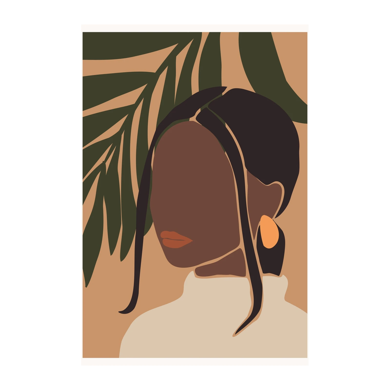 Boho Chic Afro Woman Botanical Wall Art