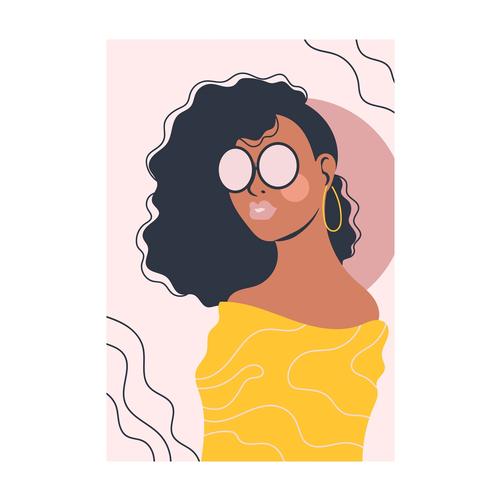 Vibrant Woman Portrait Abstract Wall Art