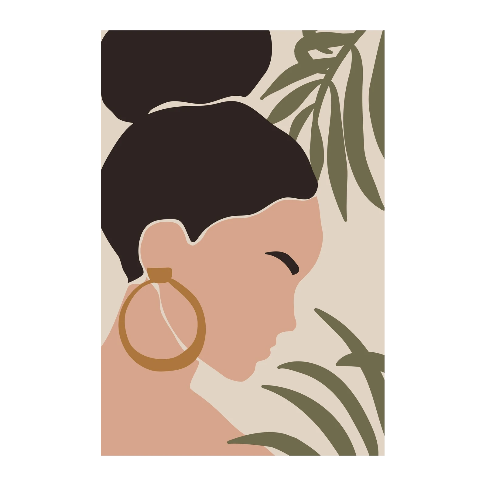 Boho Woman Abstract Botanical Wall Art