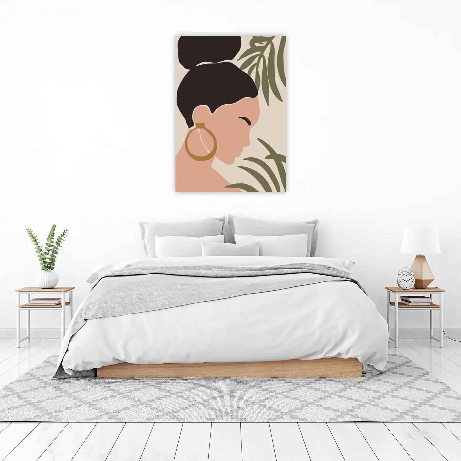 Boho Woman Abstract Botanical Wall Art