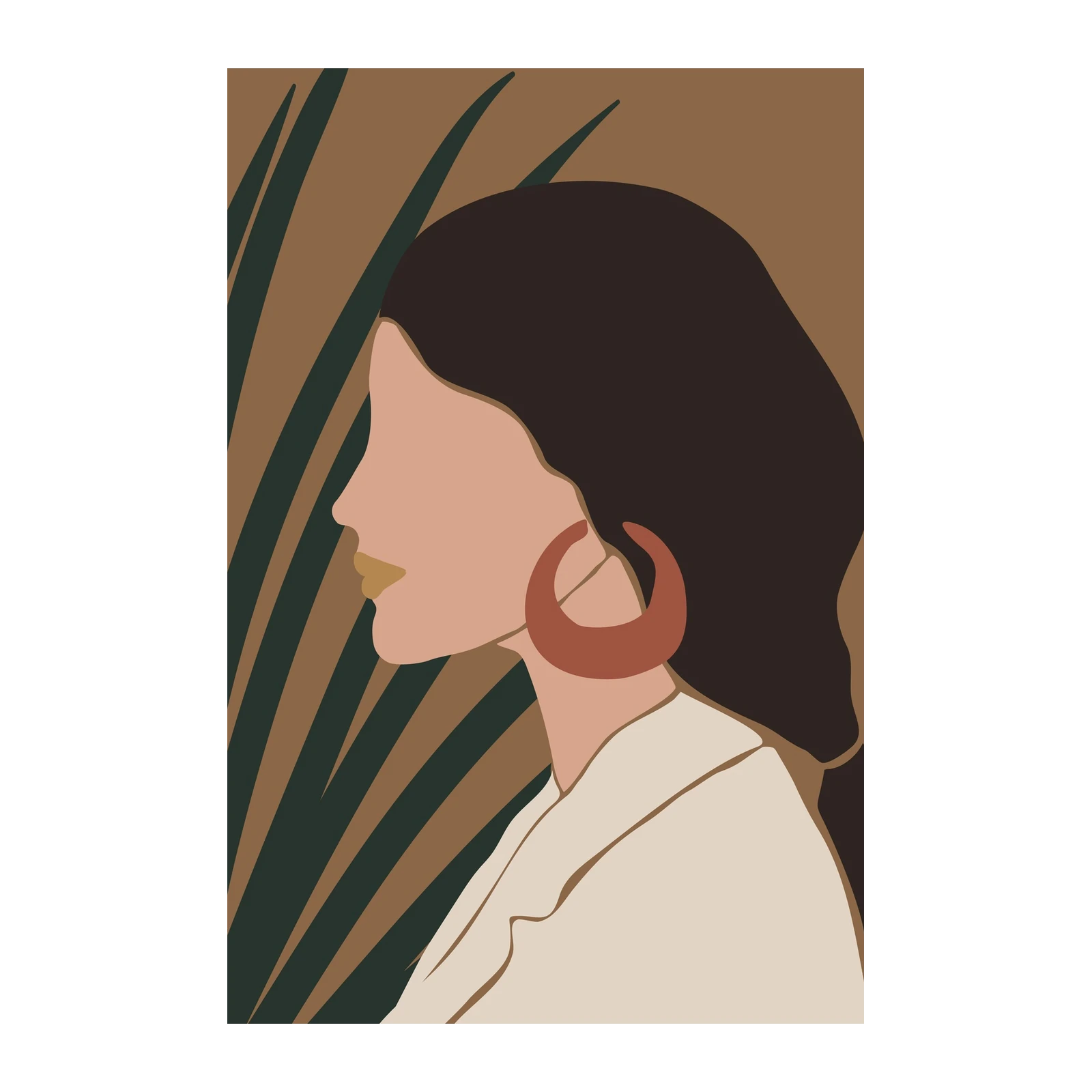 Boho Chic Woman Abstract Portrait Wall Art