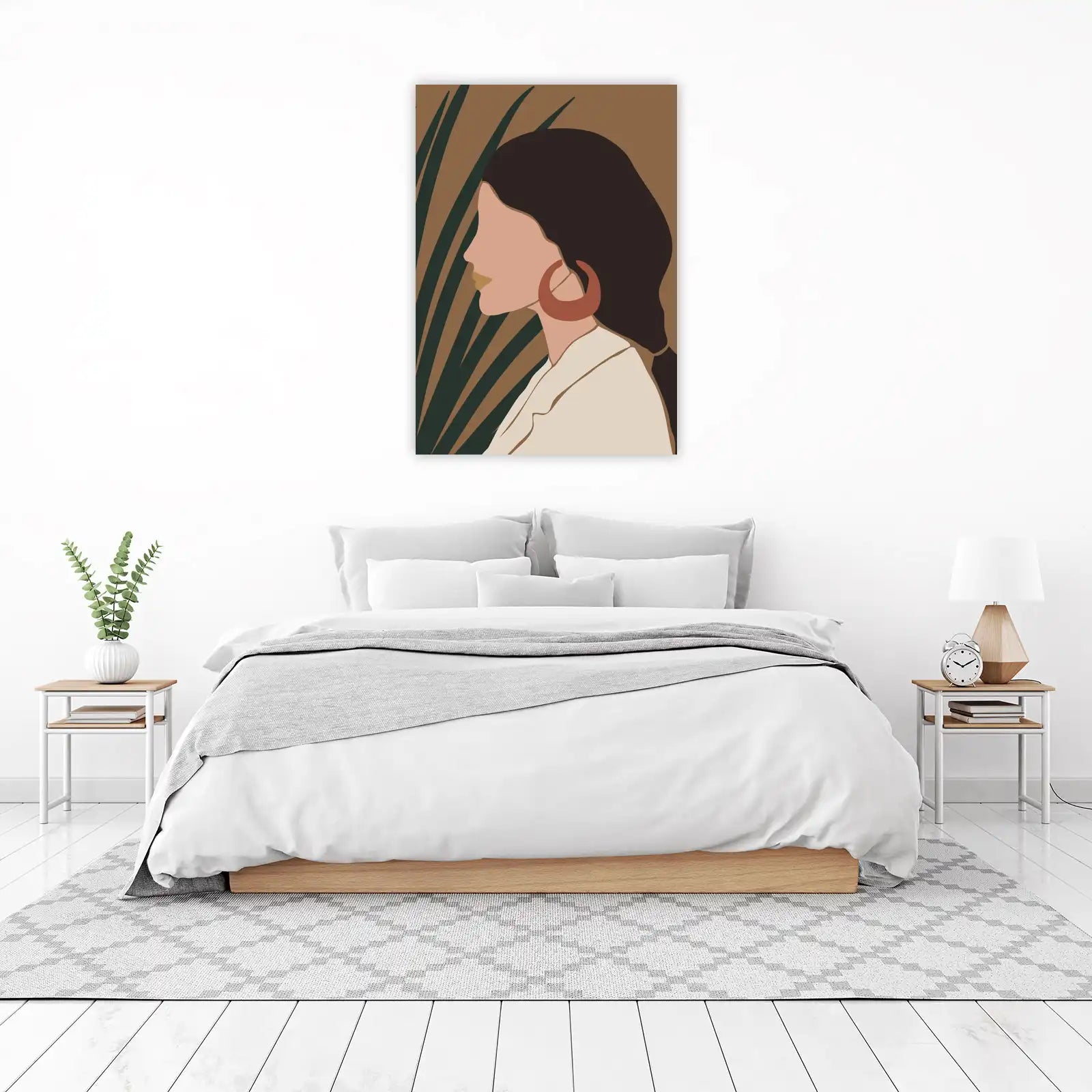 Boho Chic Woman Abstract Portrait Wall Art