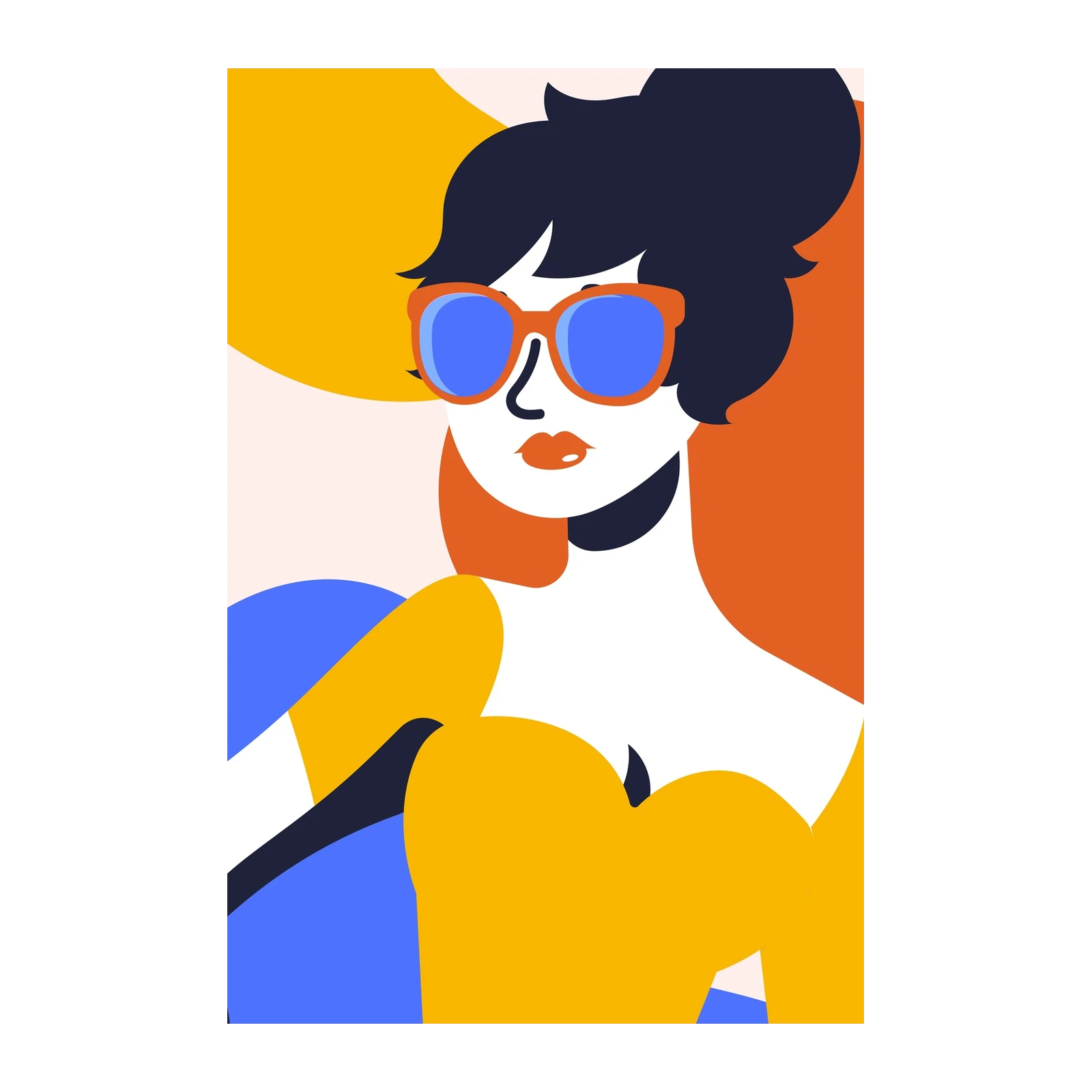 Vibrant Retro Woman Sunglasses Wall Art