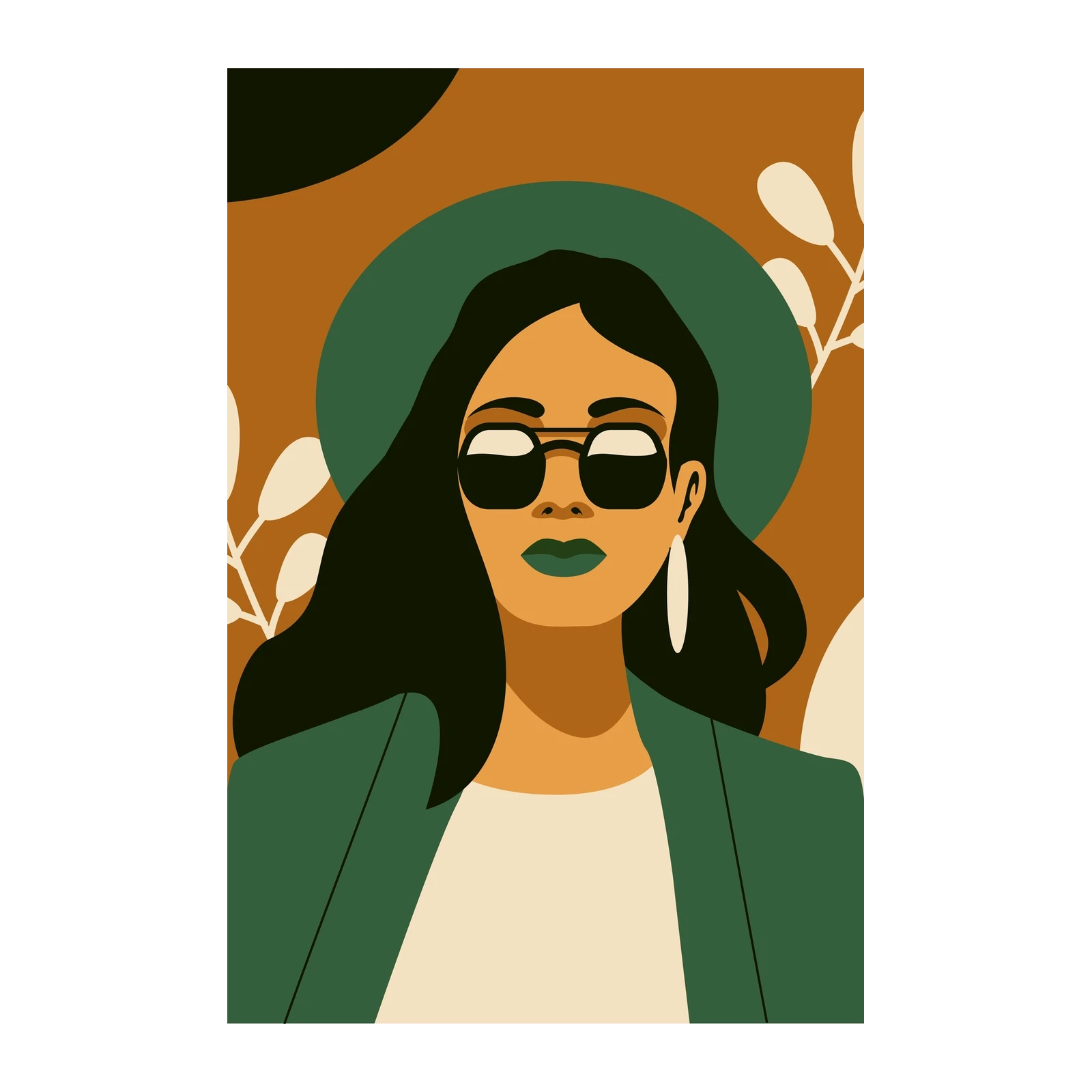 Boho Chic Woman Sunglasses Hat Wall Art