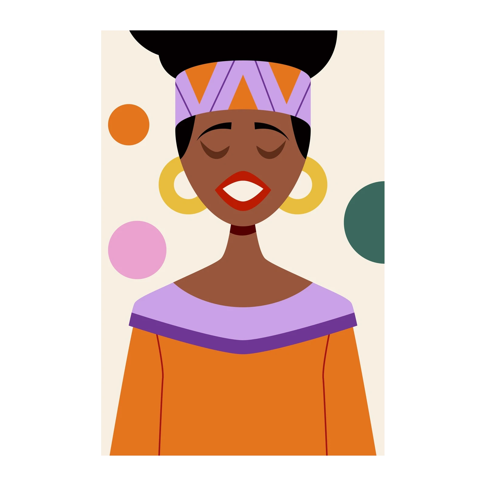 Vibrant African Woman Geometric Wall Art