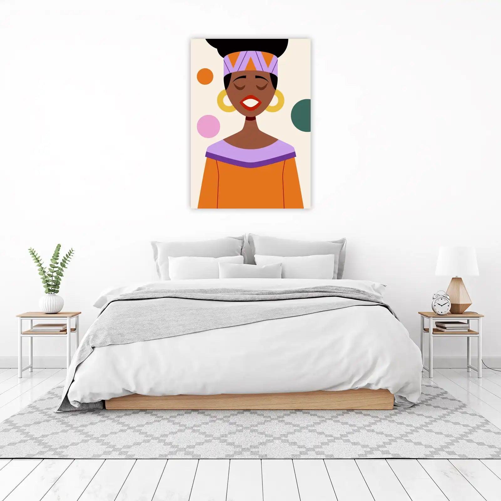 Vibrant African Woman Geometric Wall Art